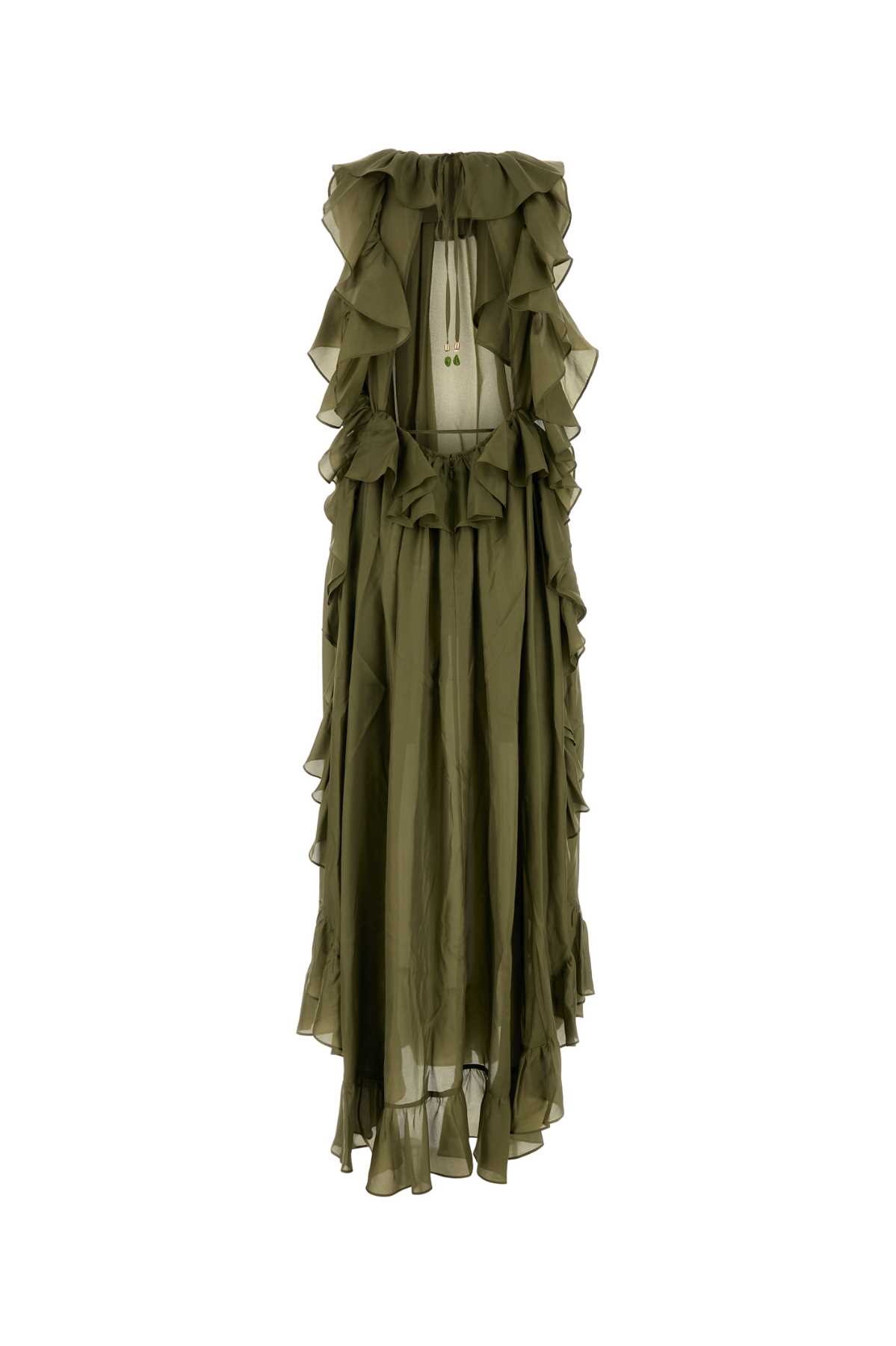 Zimmermann Olive Green Silk Cascadian Dress In Green