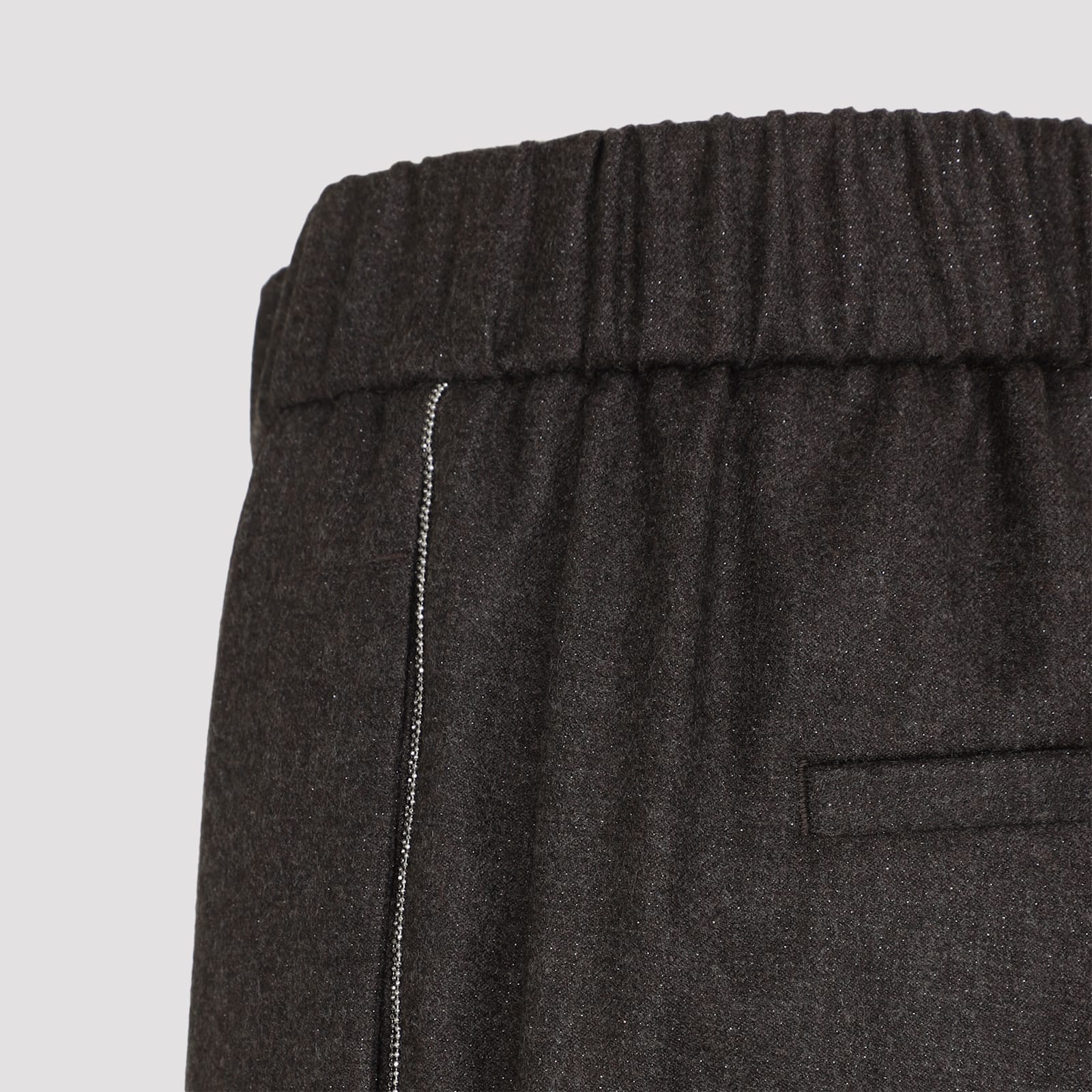 Peserico Straight-leg Brown Virgin Wool Pants With Lurex Details In Gray