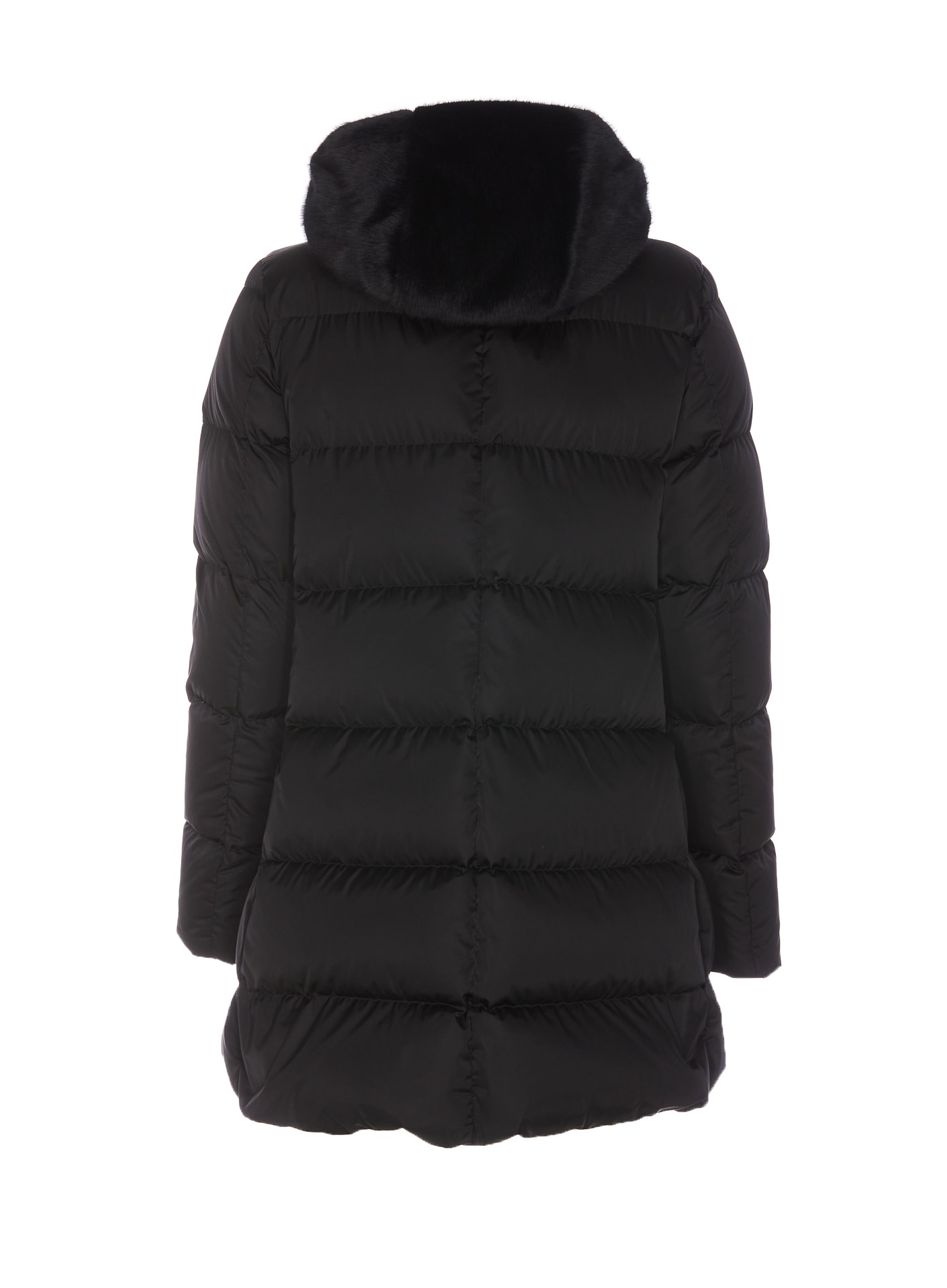 Herno Women's Down Jacket With Bib And Cruelty-free Fur Hood In Black