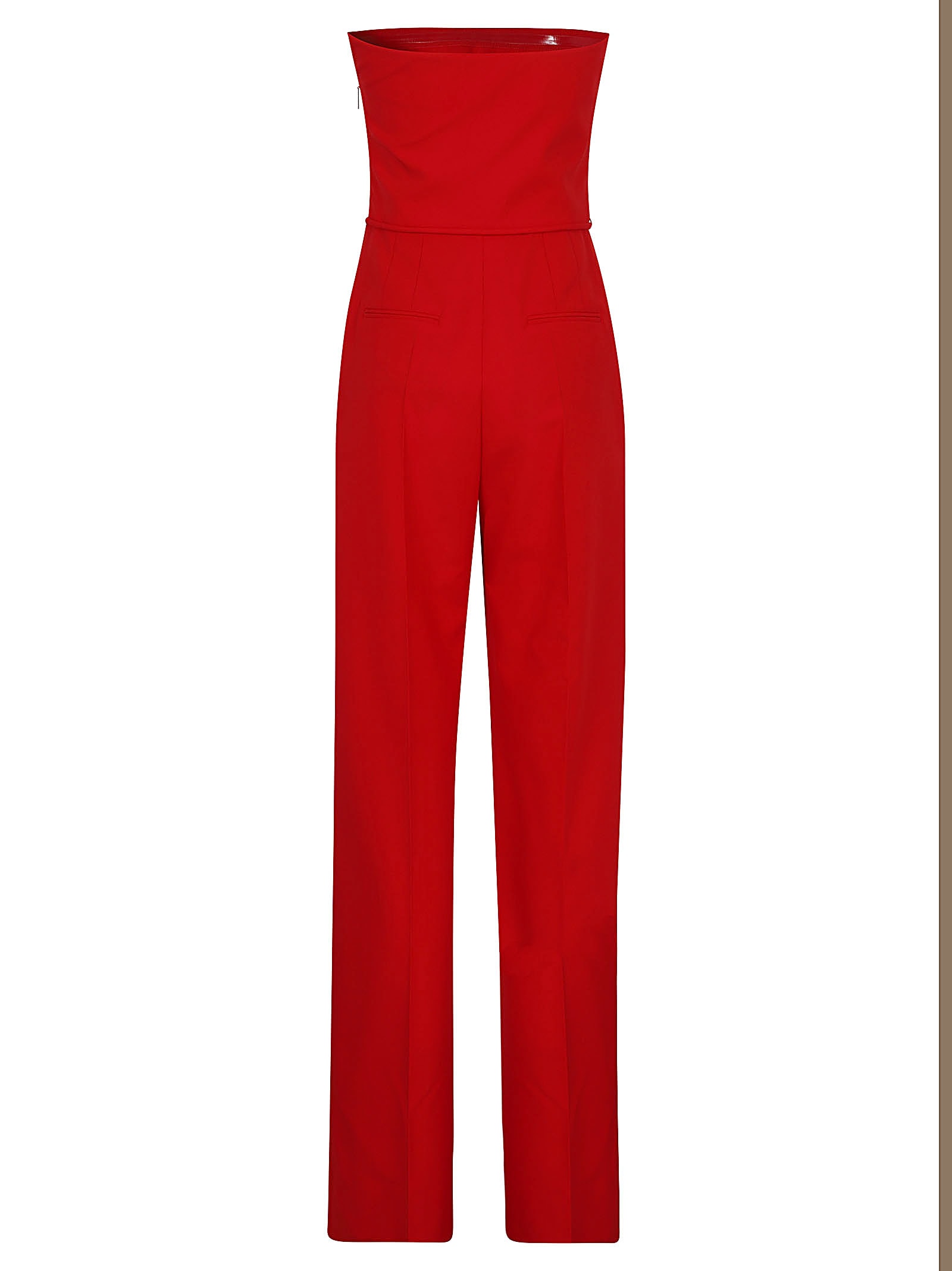 Shop Valentino Dry Tailoring Wool Solid Jumpsuit In Rosso