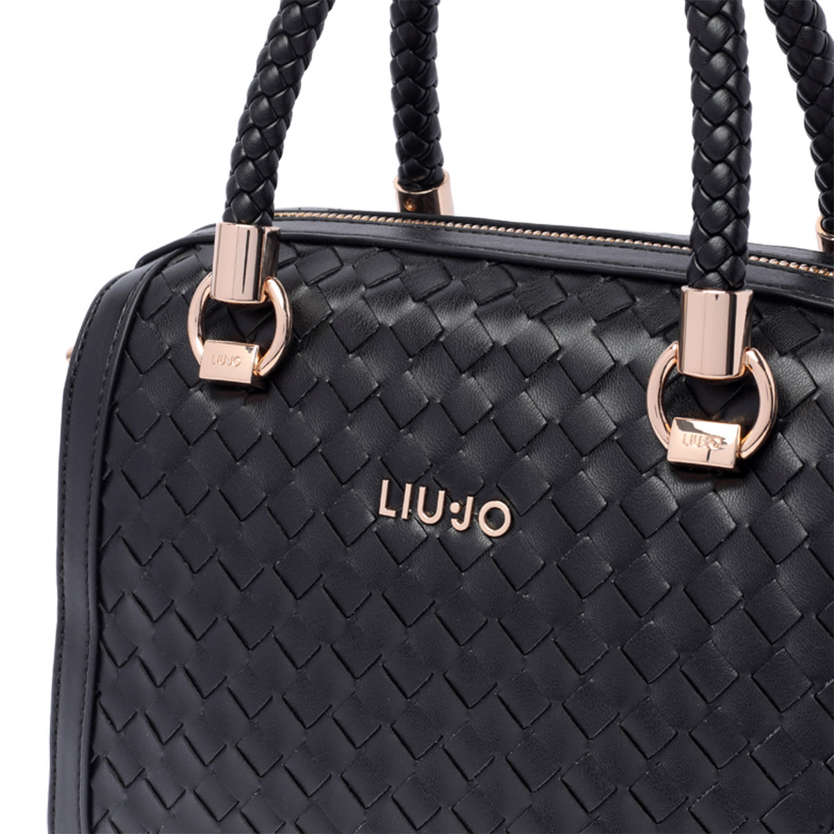 Shop Liu •jo Logo Handbag In Black