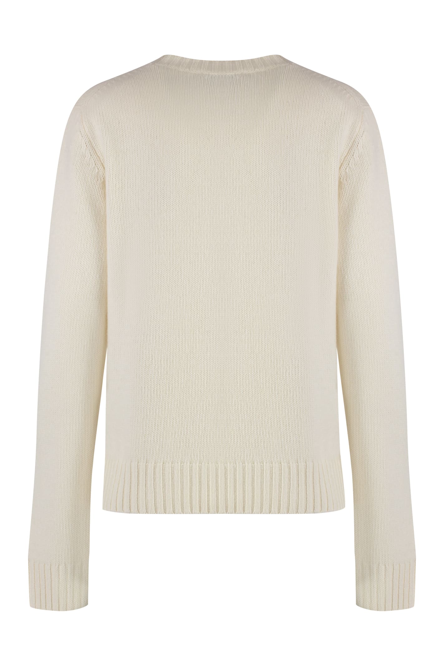 Shop Ganni Crew-neck Wool Sweater In Ivory