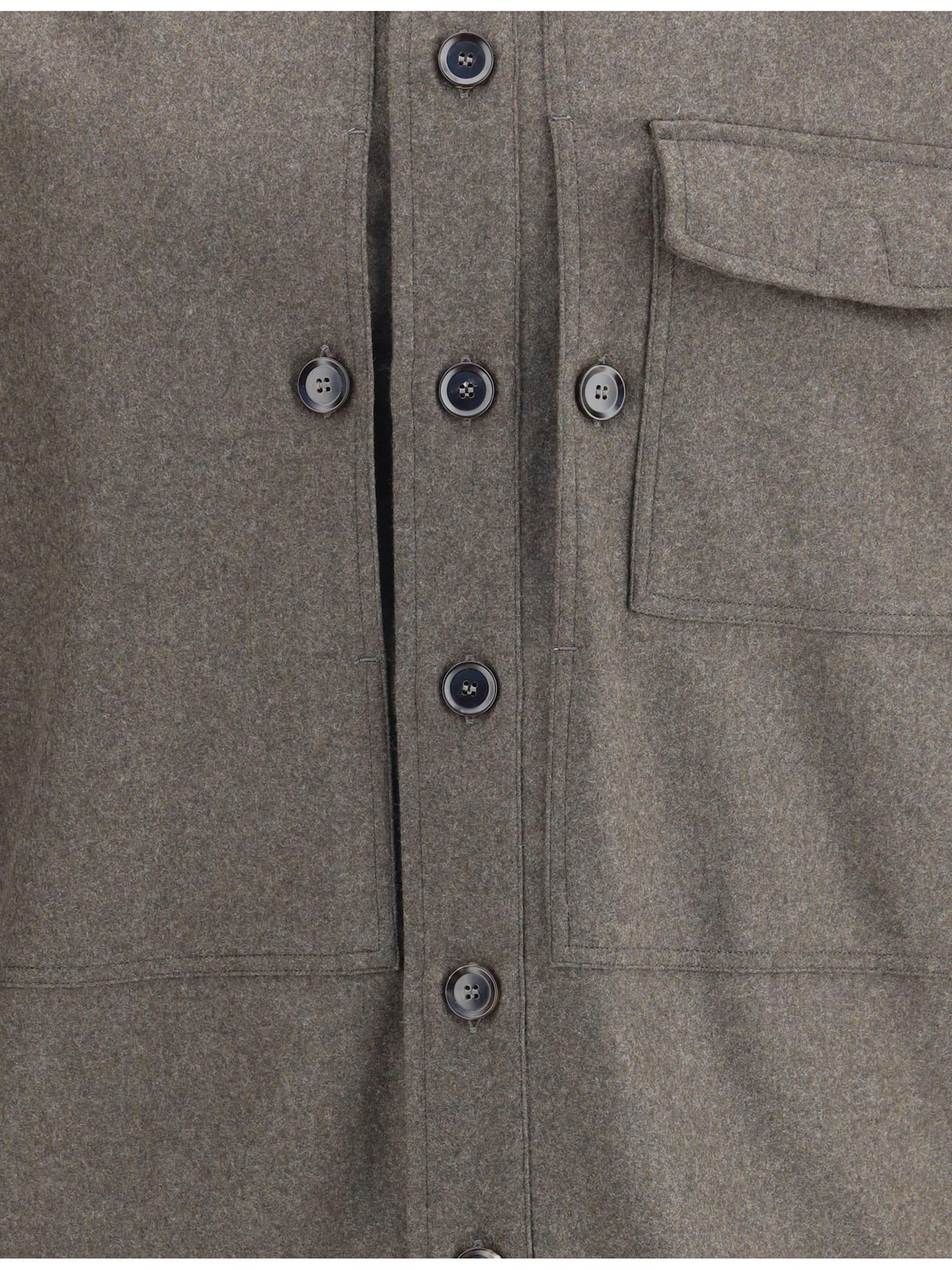 Brioni Button-fastening Patch-pocket Shirt In Gray