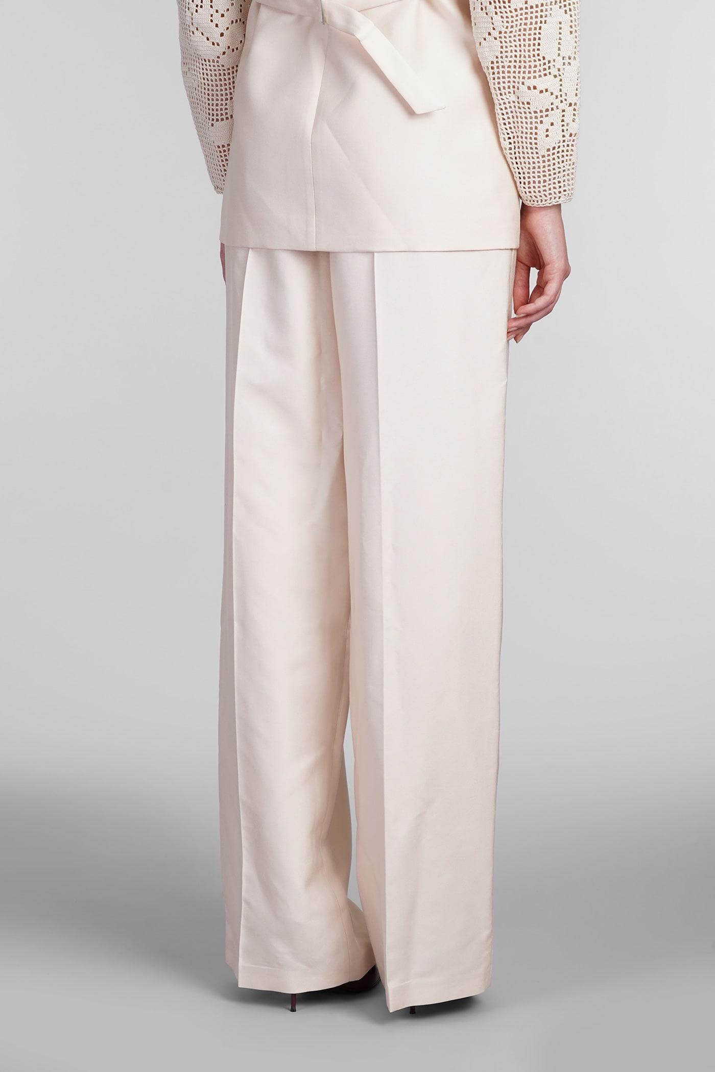 Shop Magda Butrym Pants In Beige Silk