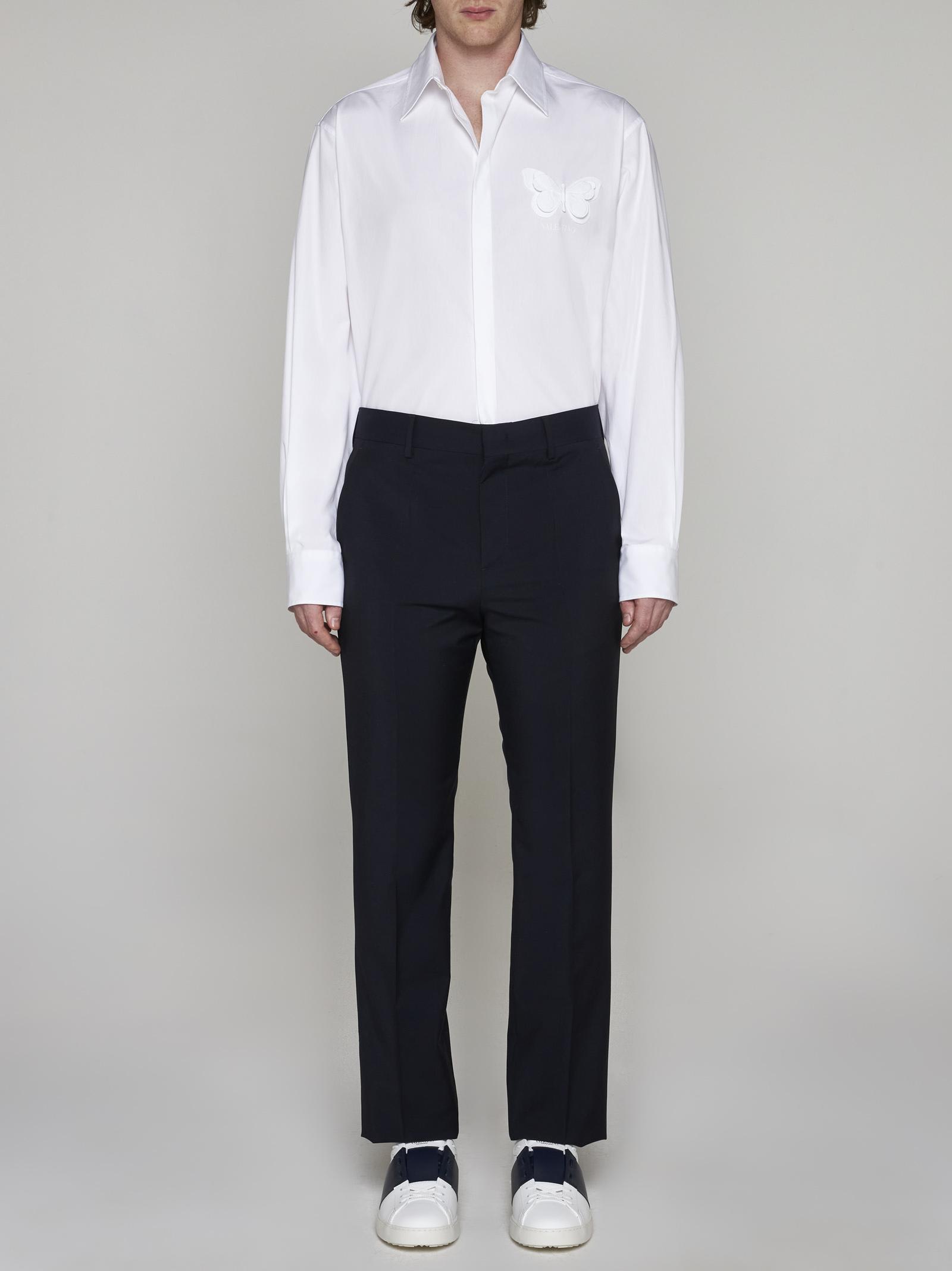 Valentino Wool Trousers In Navy