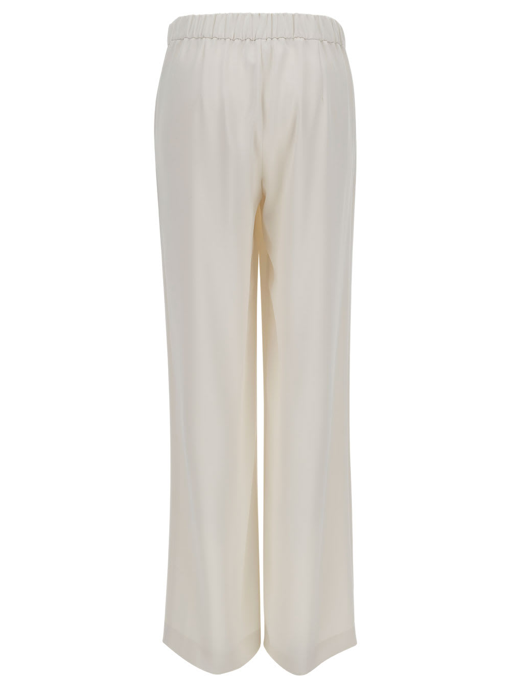 Shop P.a.r.o.s.h White Loose Pants With Waist-band In Polyamide Woman In Bianco
