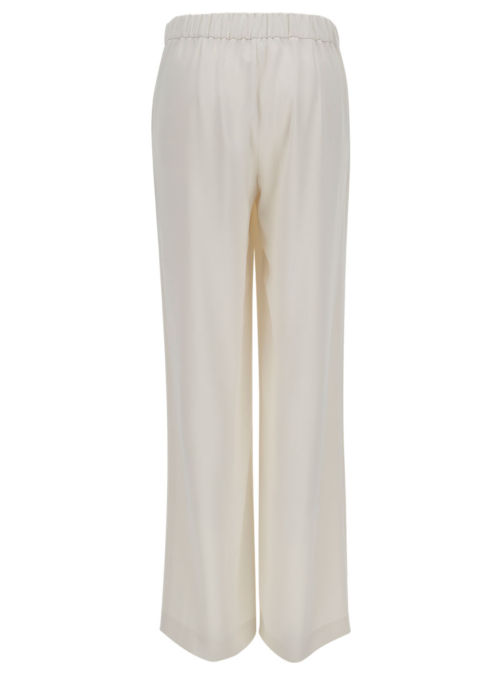 P.A.R.O.S.H WHITE LOOSE PANTS WITH WAIST-BAND IN POLYAMIDE WOMAN 