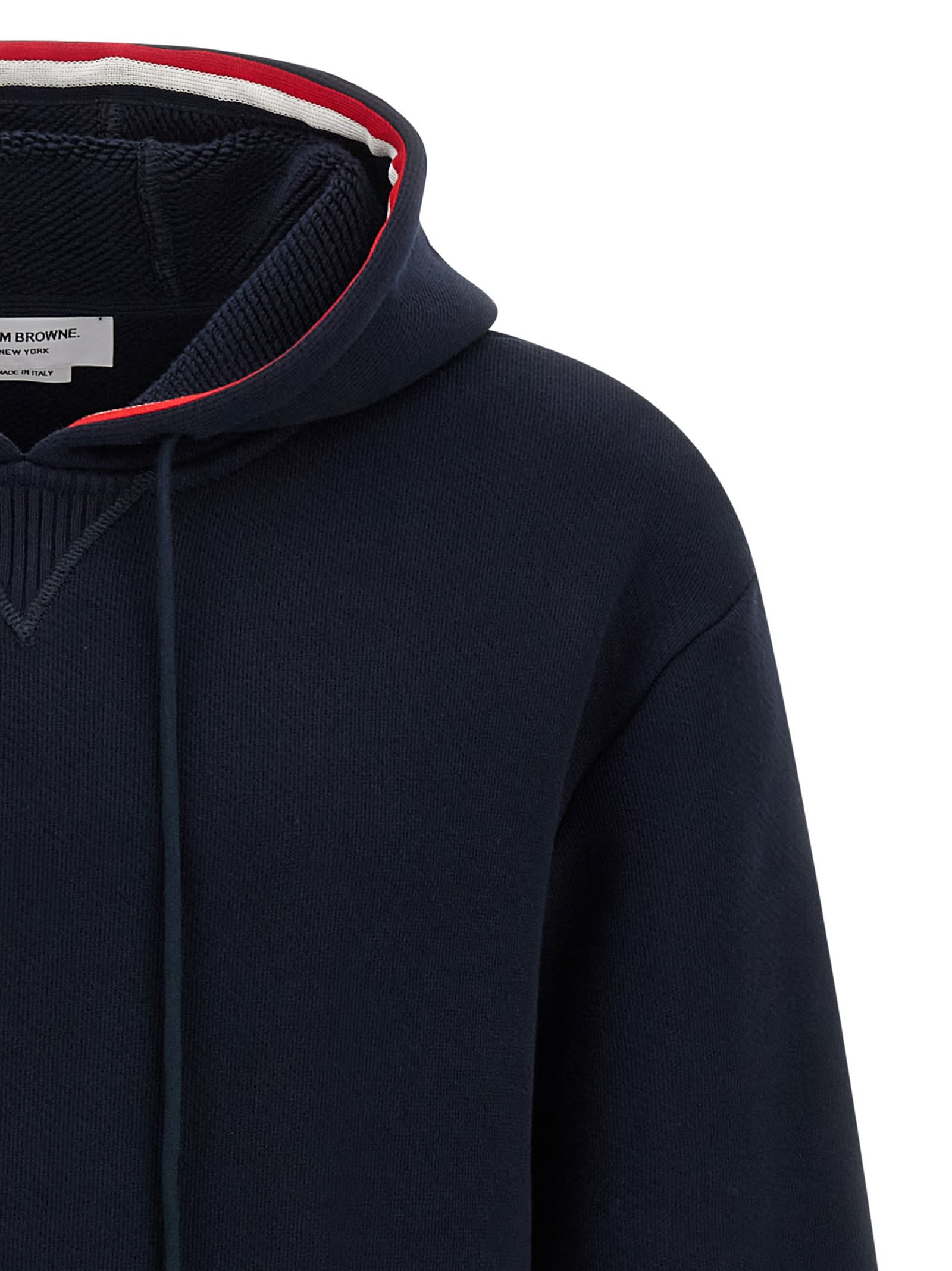 Thom Browne Rwb Tape Hoodie Sweatshirt Blue In Blue