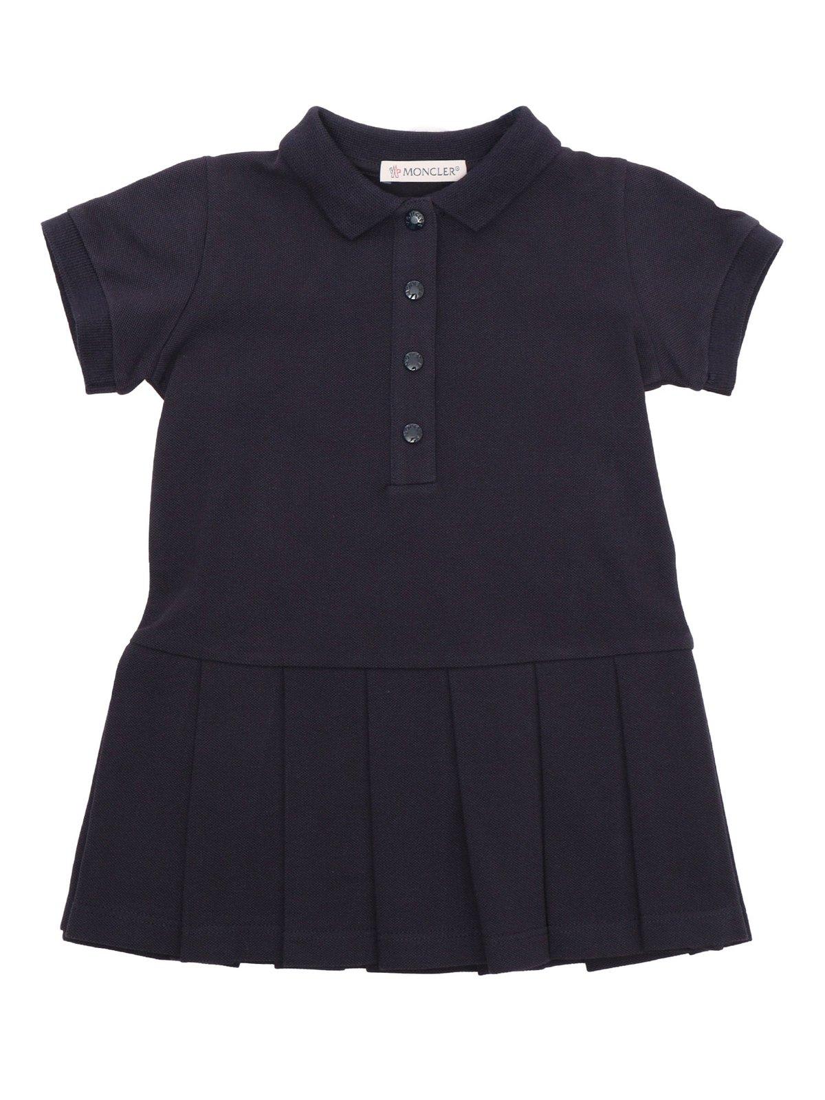 Shop Moncler Logo Patch Pleated Polo Shirt Dress
