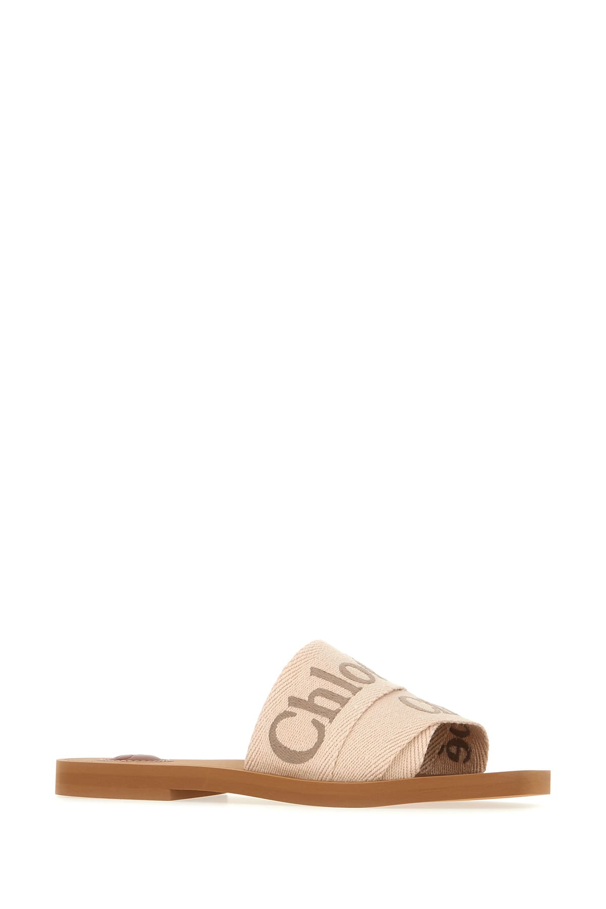 Shop Chloé Sand Linen Blend Woody Slippers In 26y