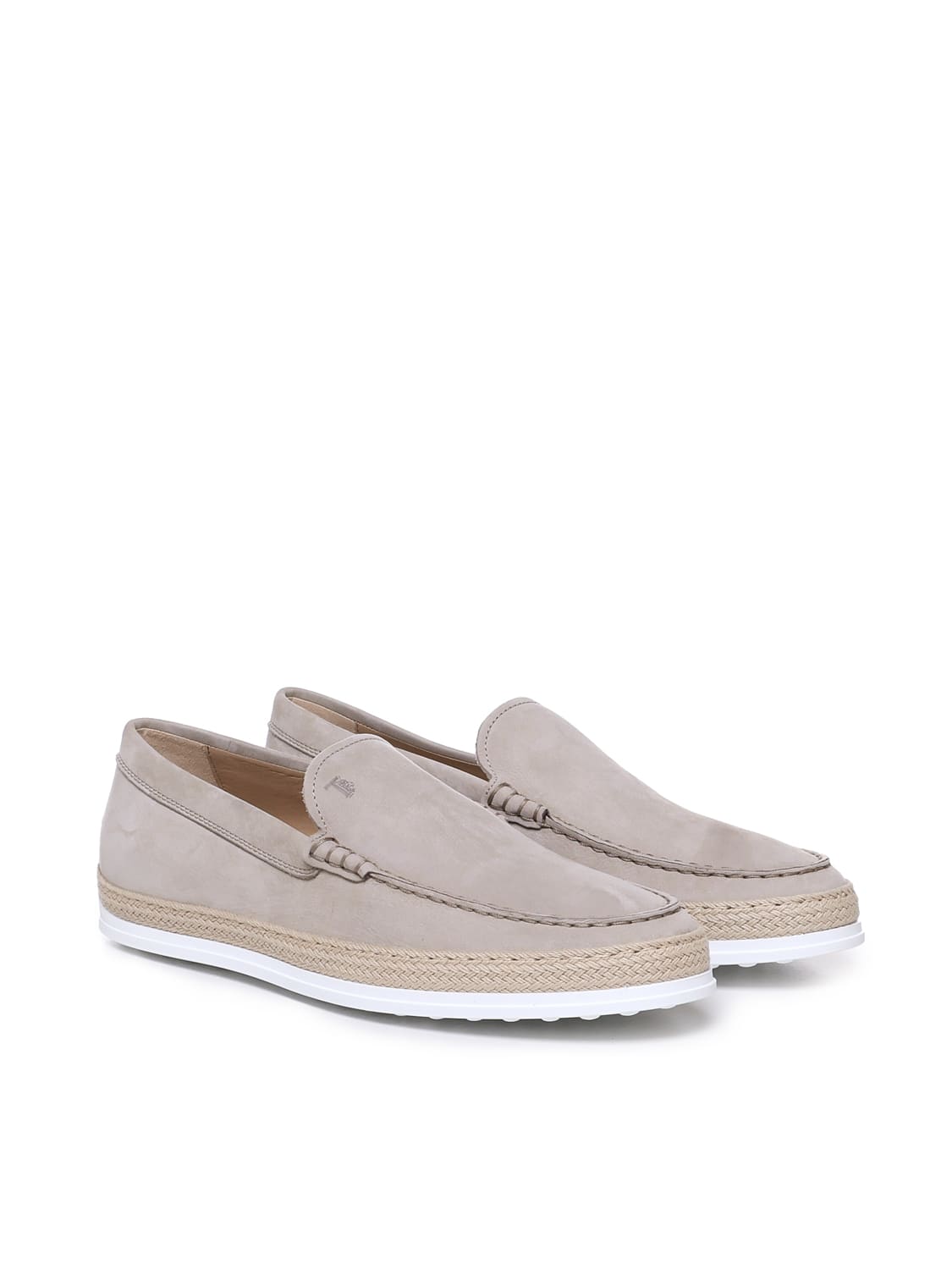 Shop Tod's Suede Moccasins In Beige