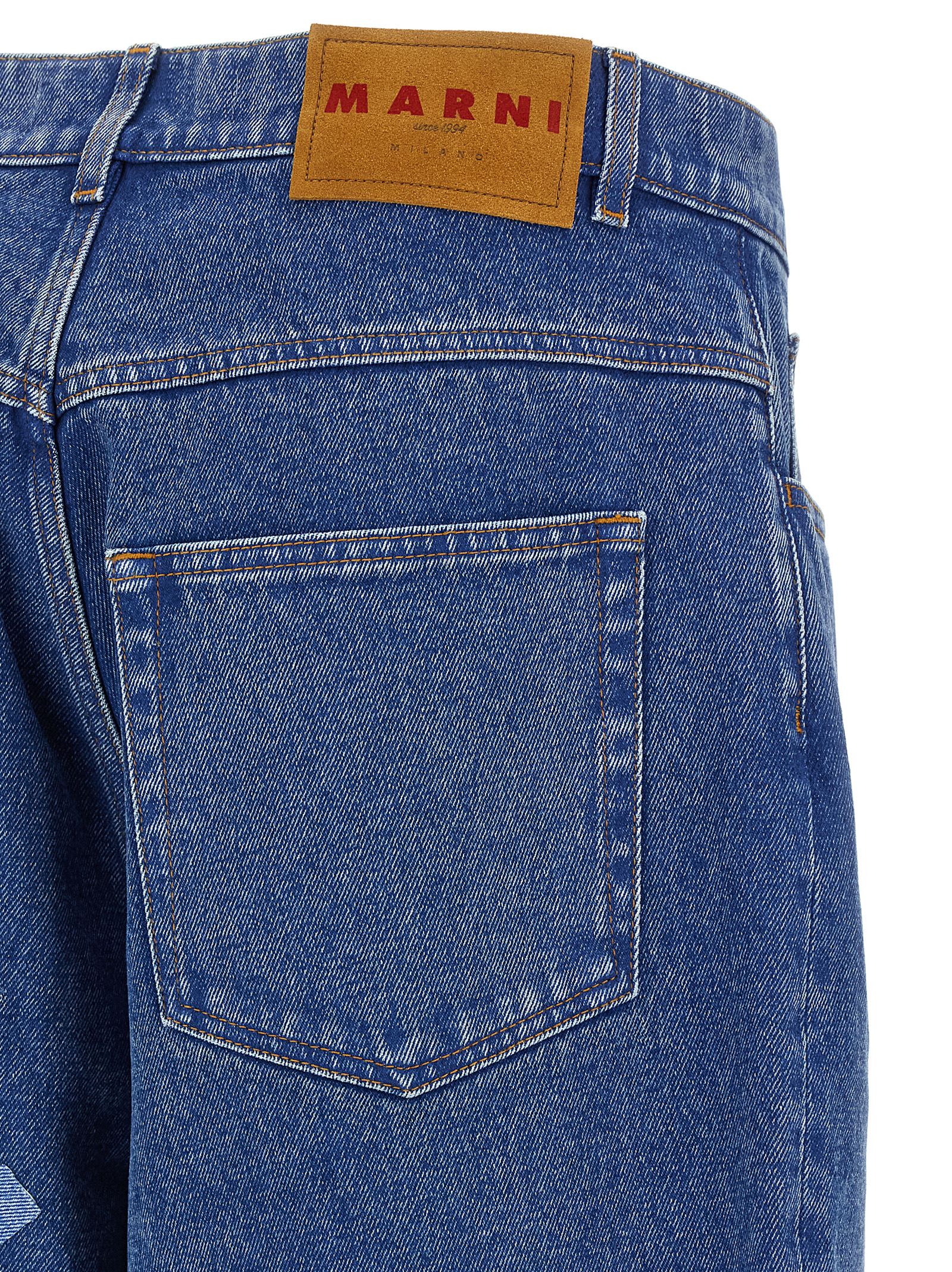Marni Patch Jeans In Blue