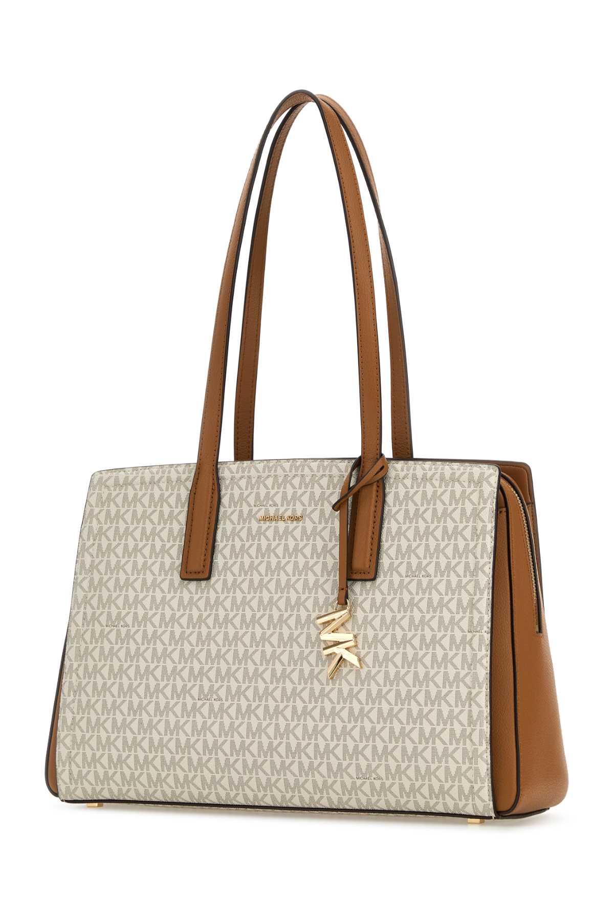 Michael Kors Medium Printed Canvas Laila Shopping Bag In Neutral
