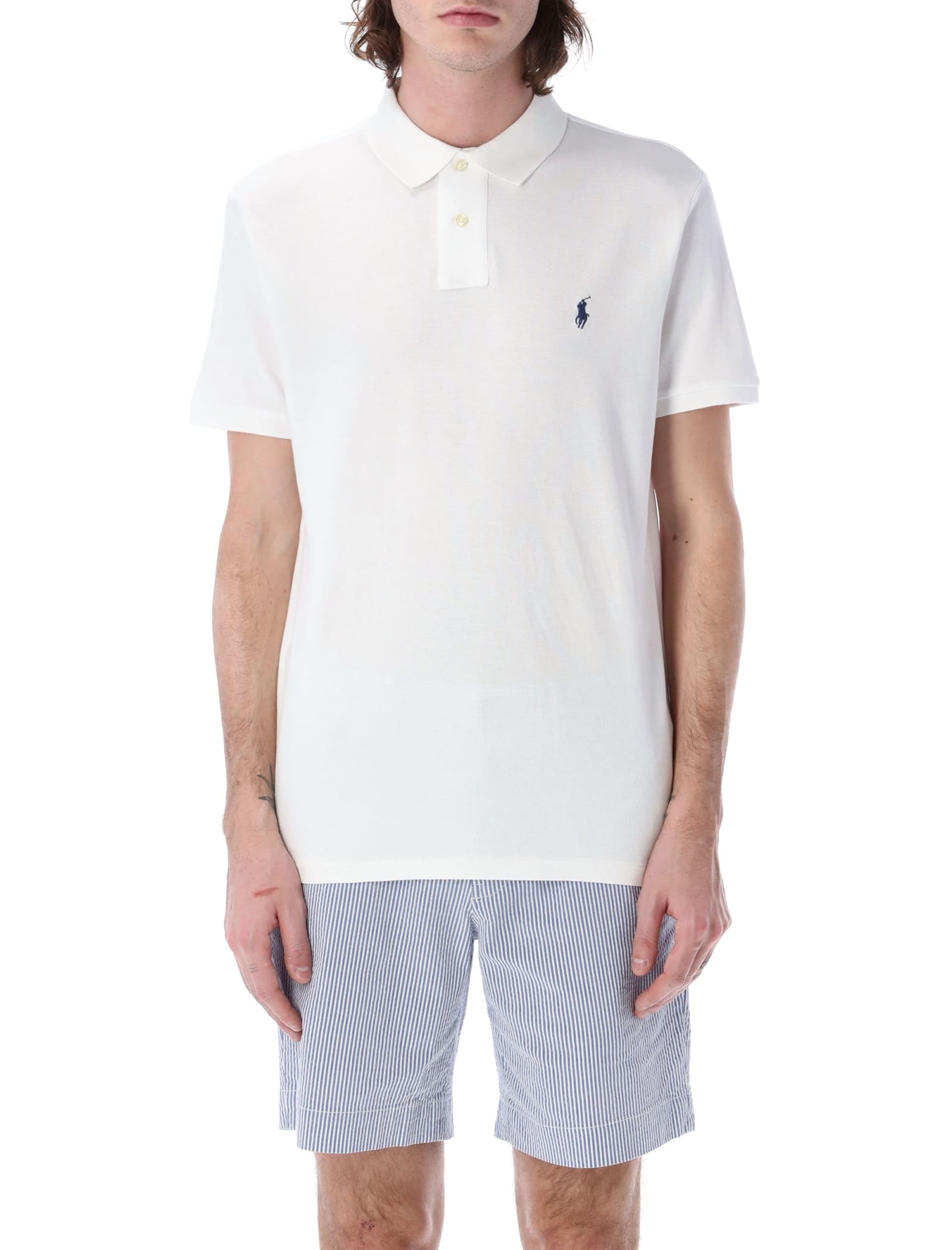 Shop Polo Ralph Lauren Custom Slim Fit Polo Shirt In White