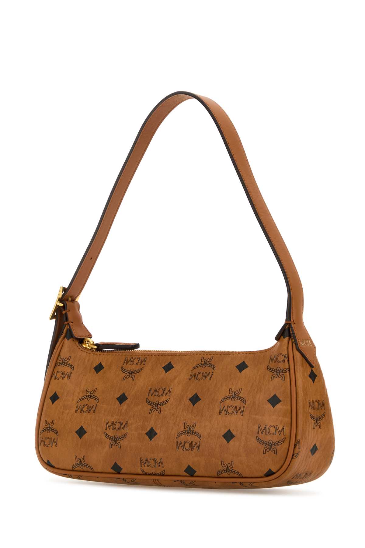 Shop Mcm Printed Canvas Aren Shoulder Bag In Cognac