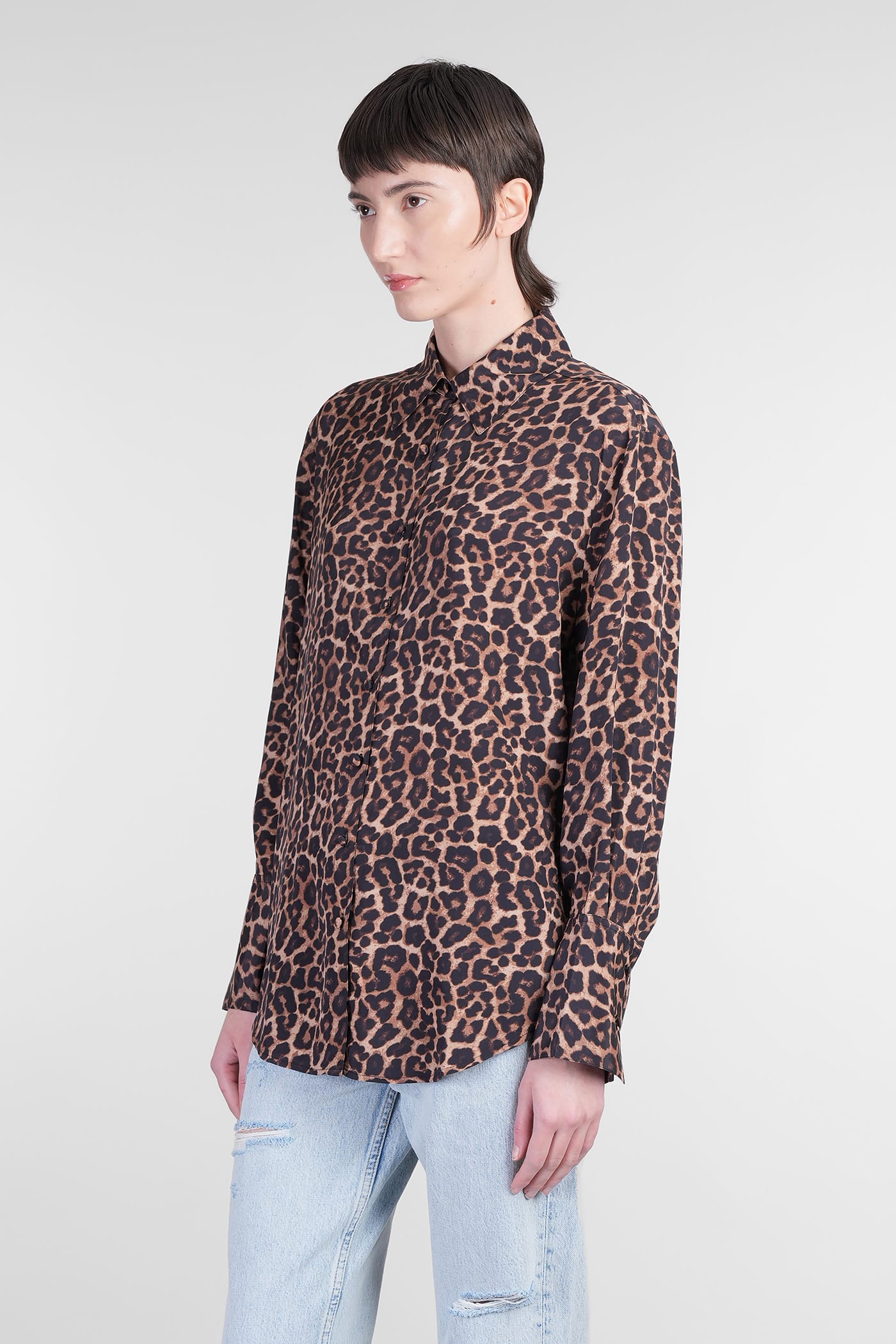 ANINE BING BRIDGET SHIRT IN ANIMALIER VISCOSE