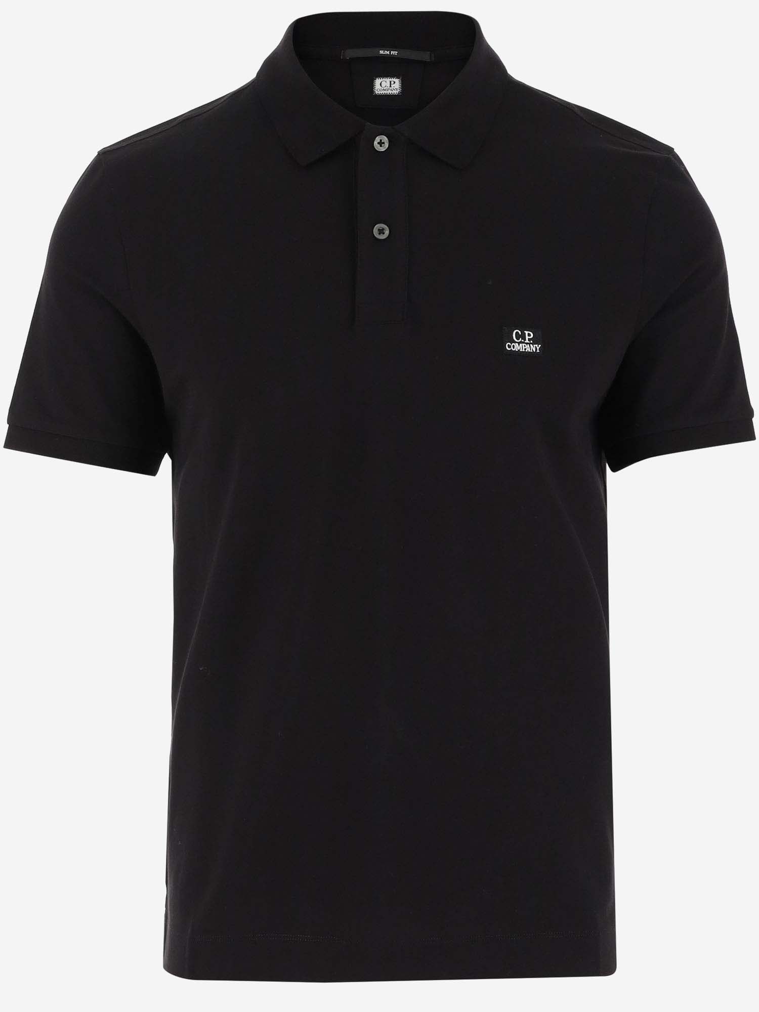 Shop C.p. Company Cotton Blend Polo Shirt With Logo In Black