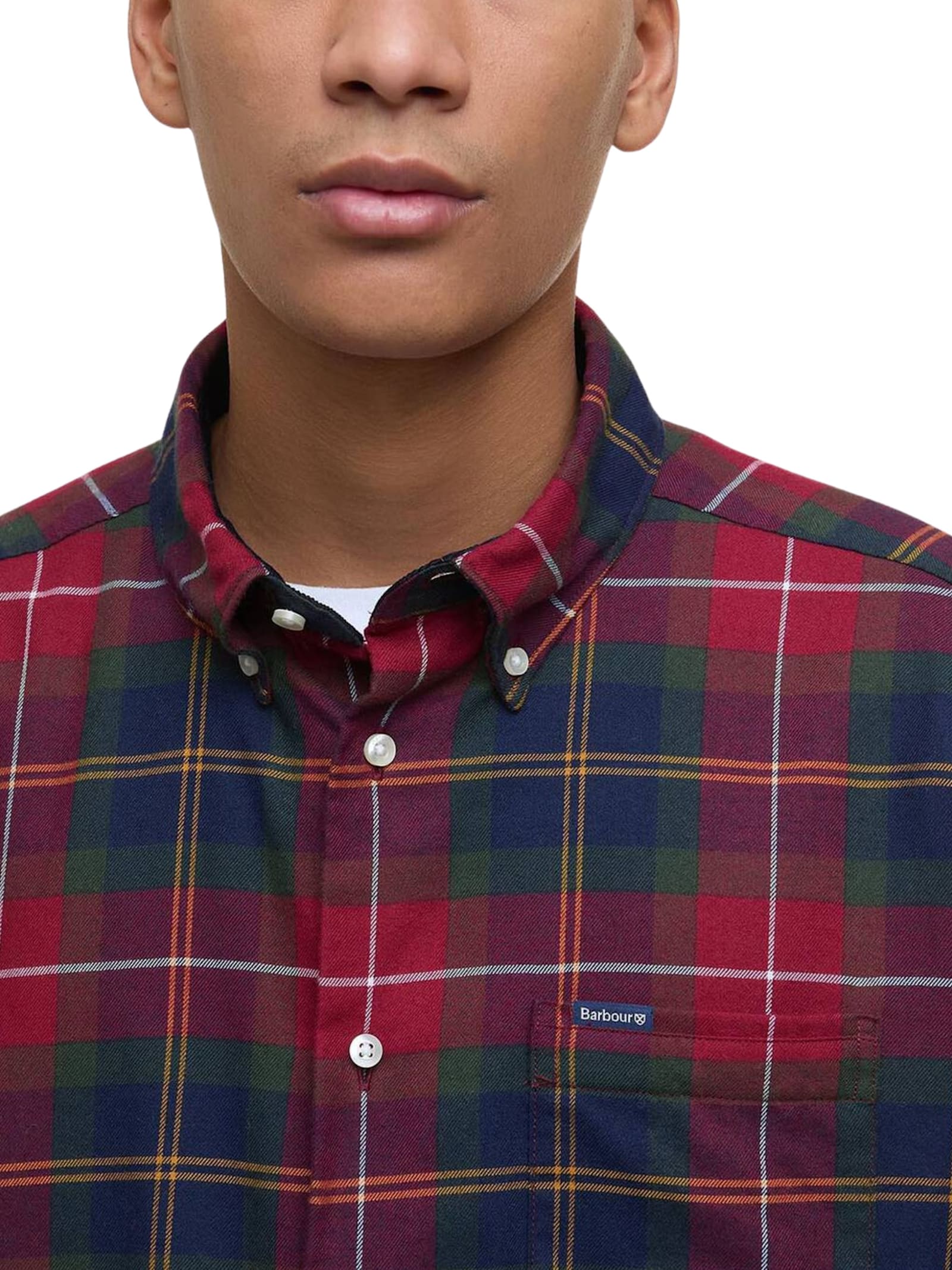 Barbour Tailored Plaid Shirt Button-down Collar In Brown