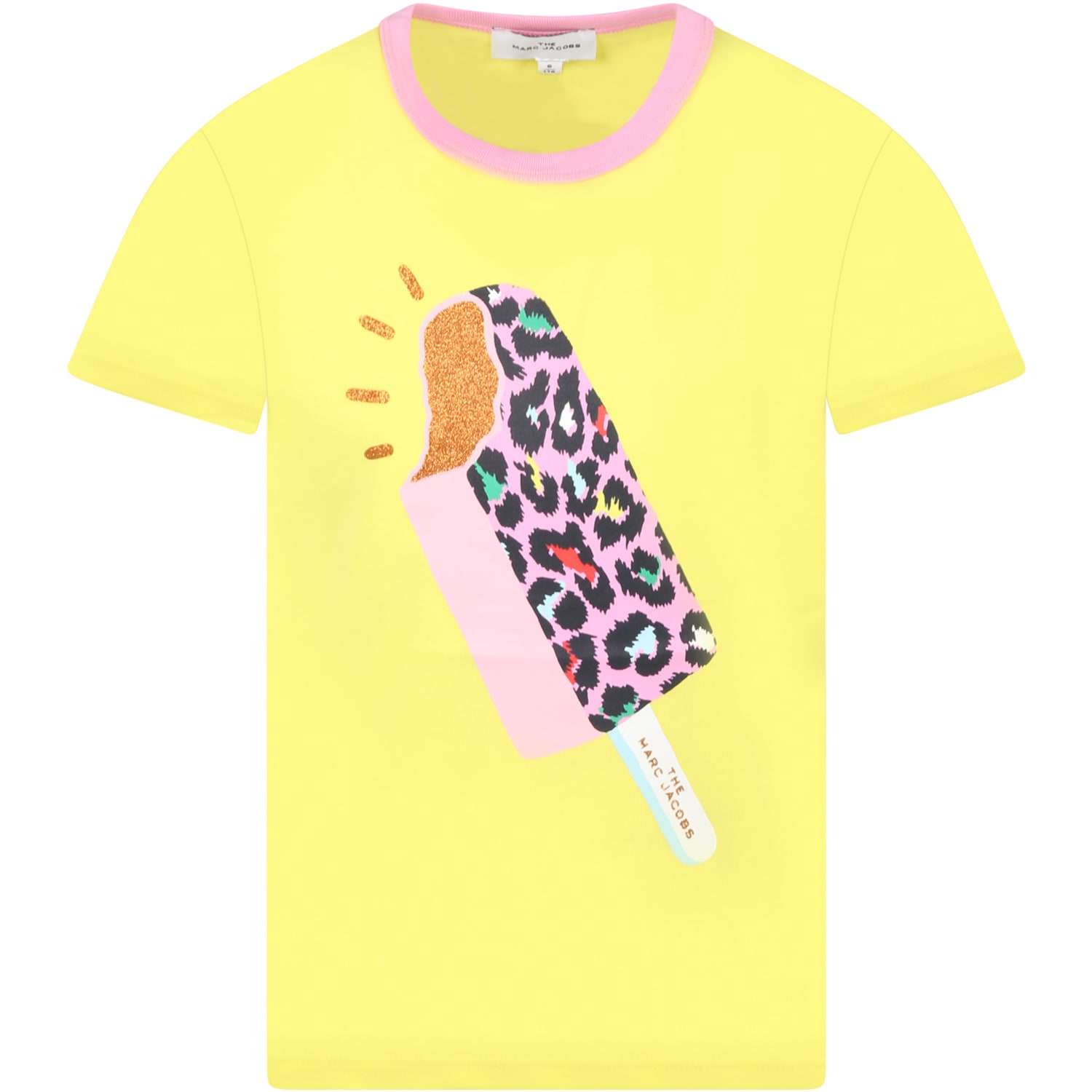Little Marc Jacobs Yellow T-shirt For Girl With Ice Cream