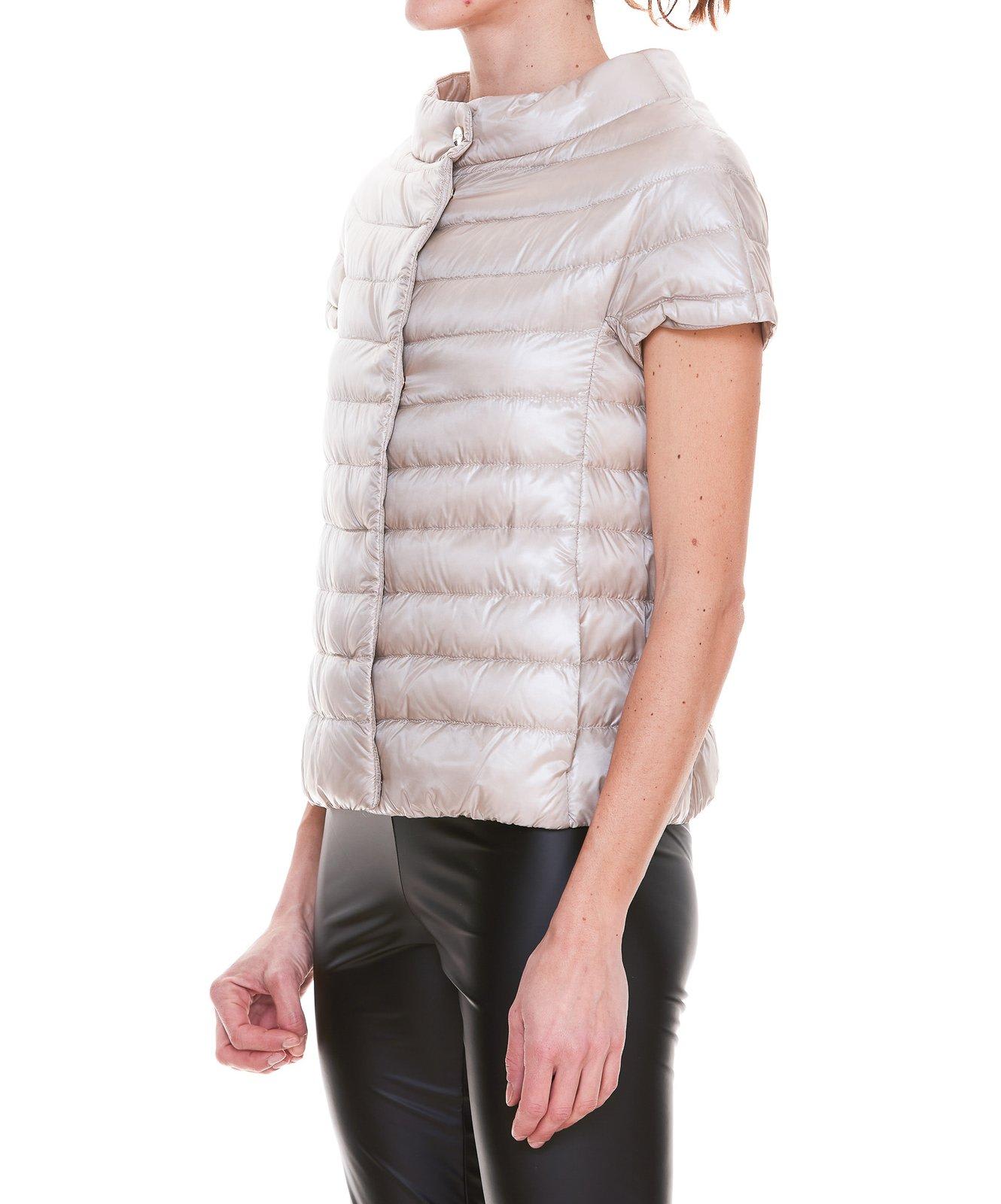 Shop Herno Greta Short-sleeve Puffer Jacket In Beige
