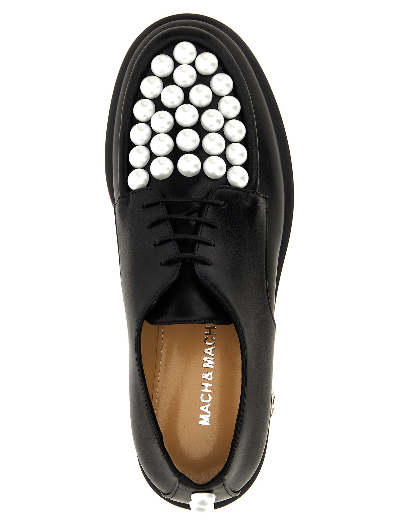 Shop Mach &amp; Mach Sirene Lace Up Shoes In White/black