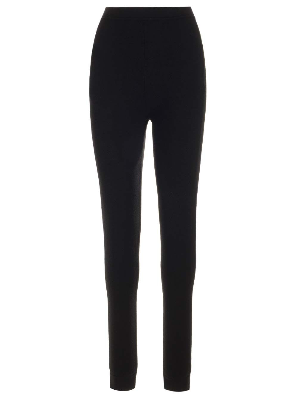 Saint Laurent Cuffed Hem Cashmere Trousers In Black