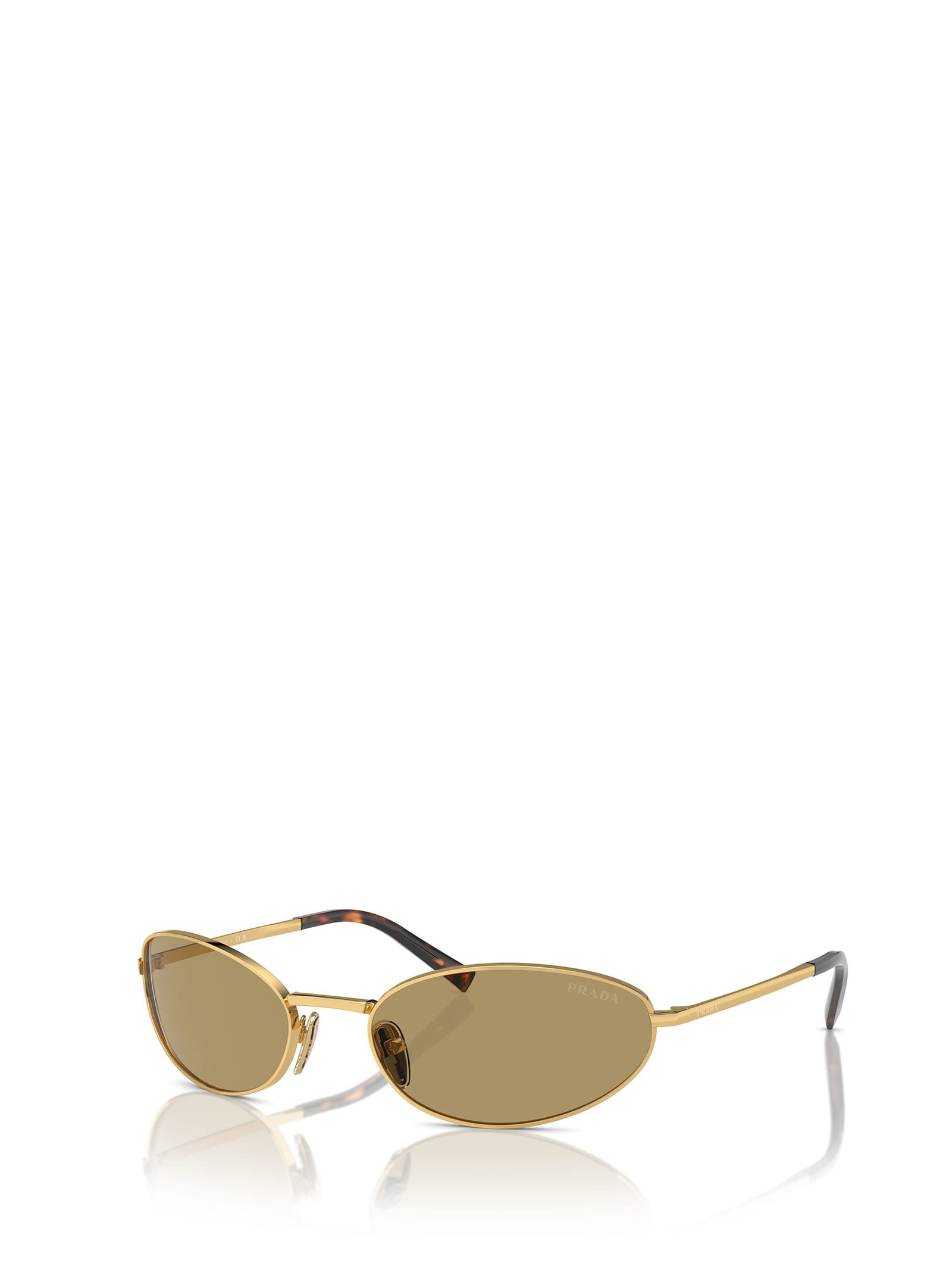 Shop Prada Pr A59s Gold Sunglasses