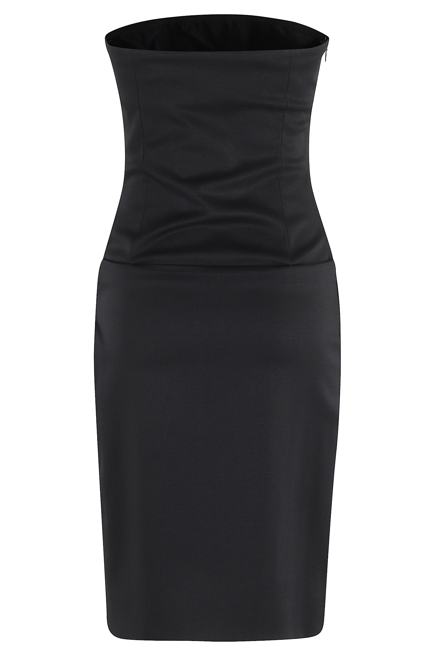 Attico Womens Black Engraved-hardware Bandeau Wool Mini Dress In Black