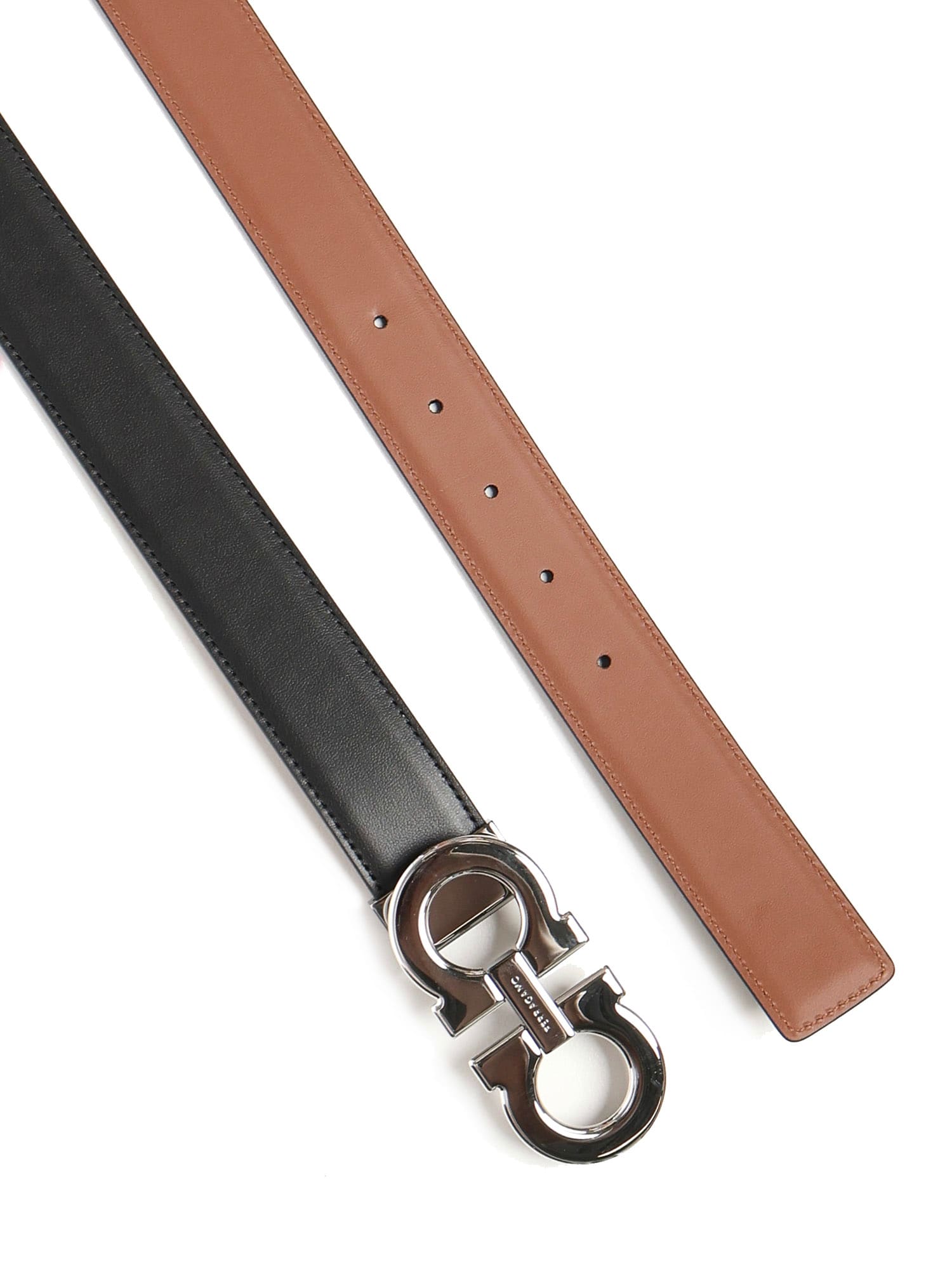 Ferragamo Reversible Gancini Belt In Black