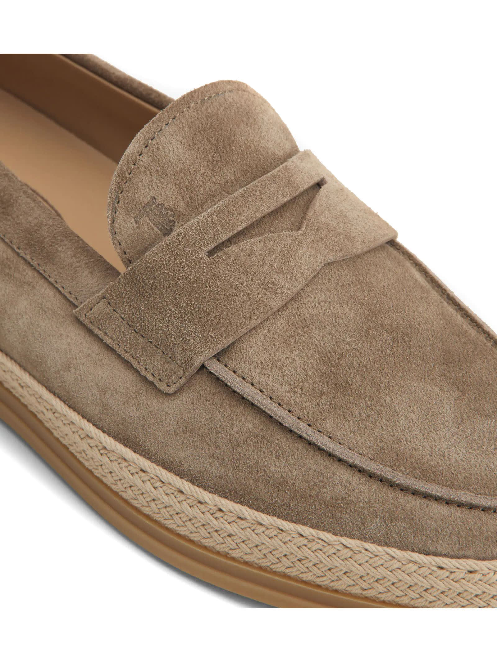 Shop Tod's Loafers In Brown Velvety Suede In Grey
