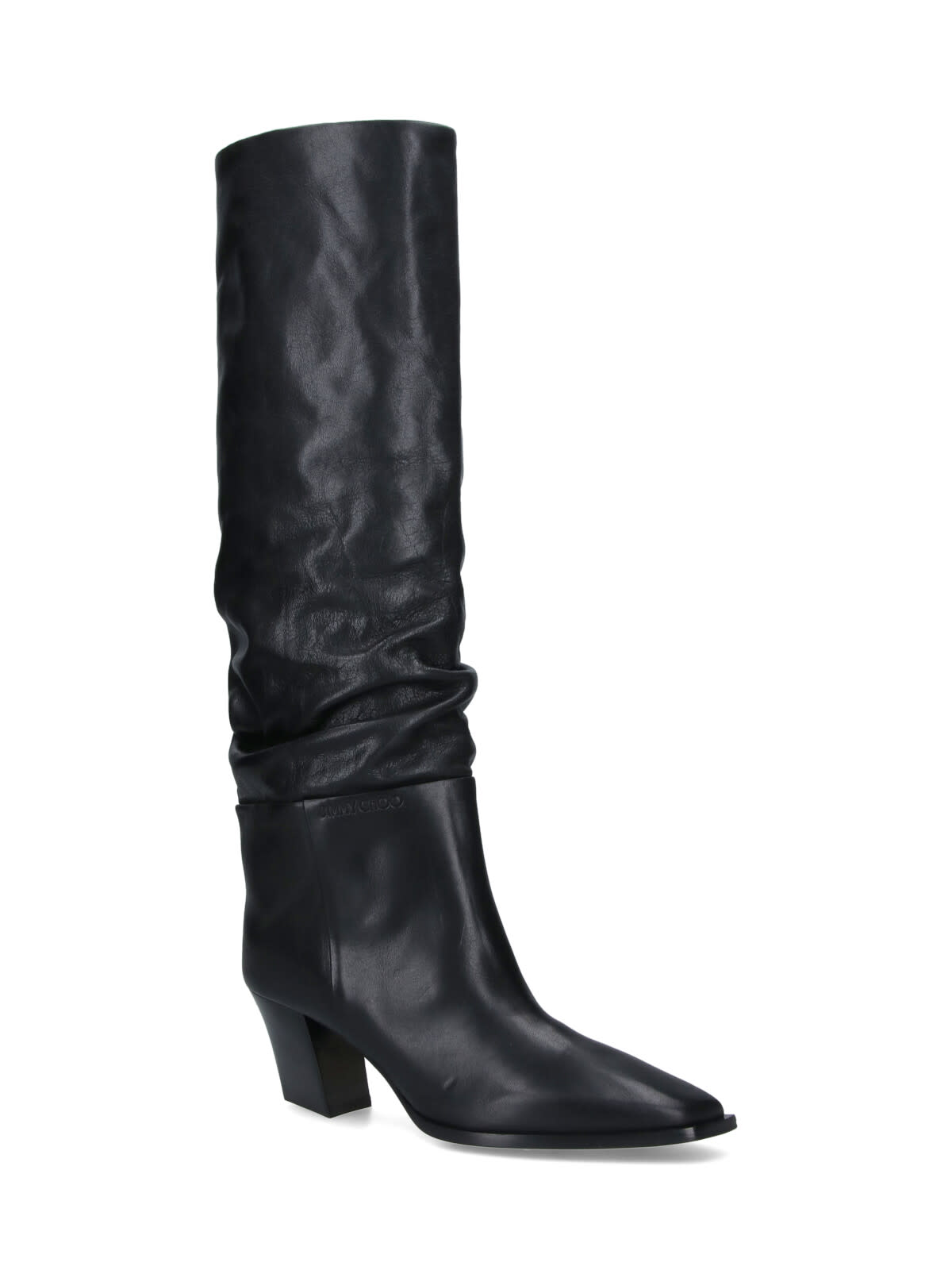 Jimmy Choo Hart 60 High Heels Boots In Black Leather In Black