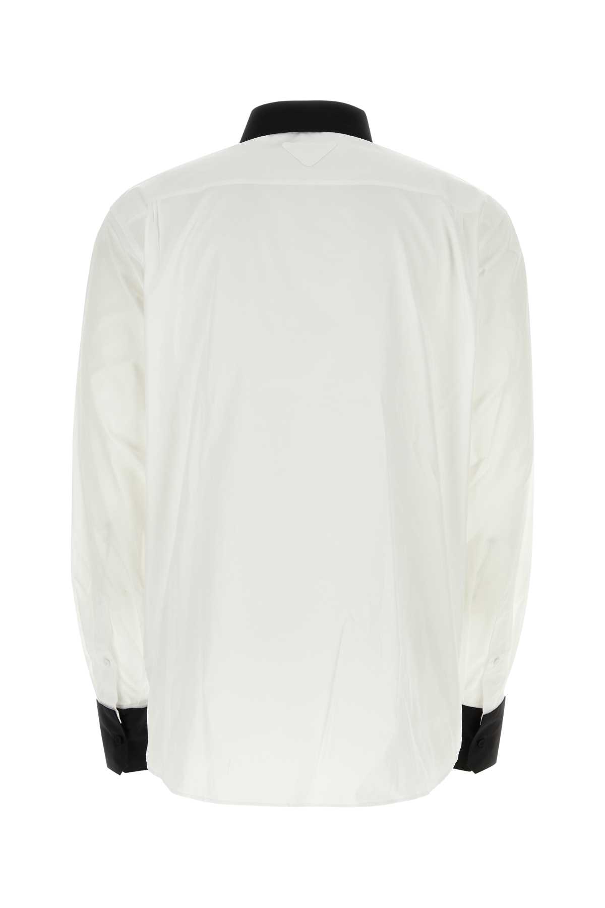 Shop Prada White Poplin Oversize Shirt In Bianconero
