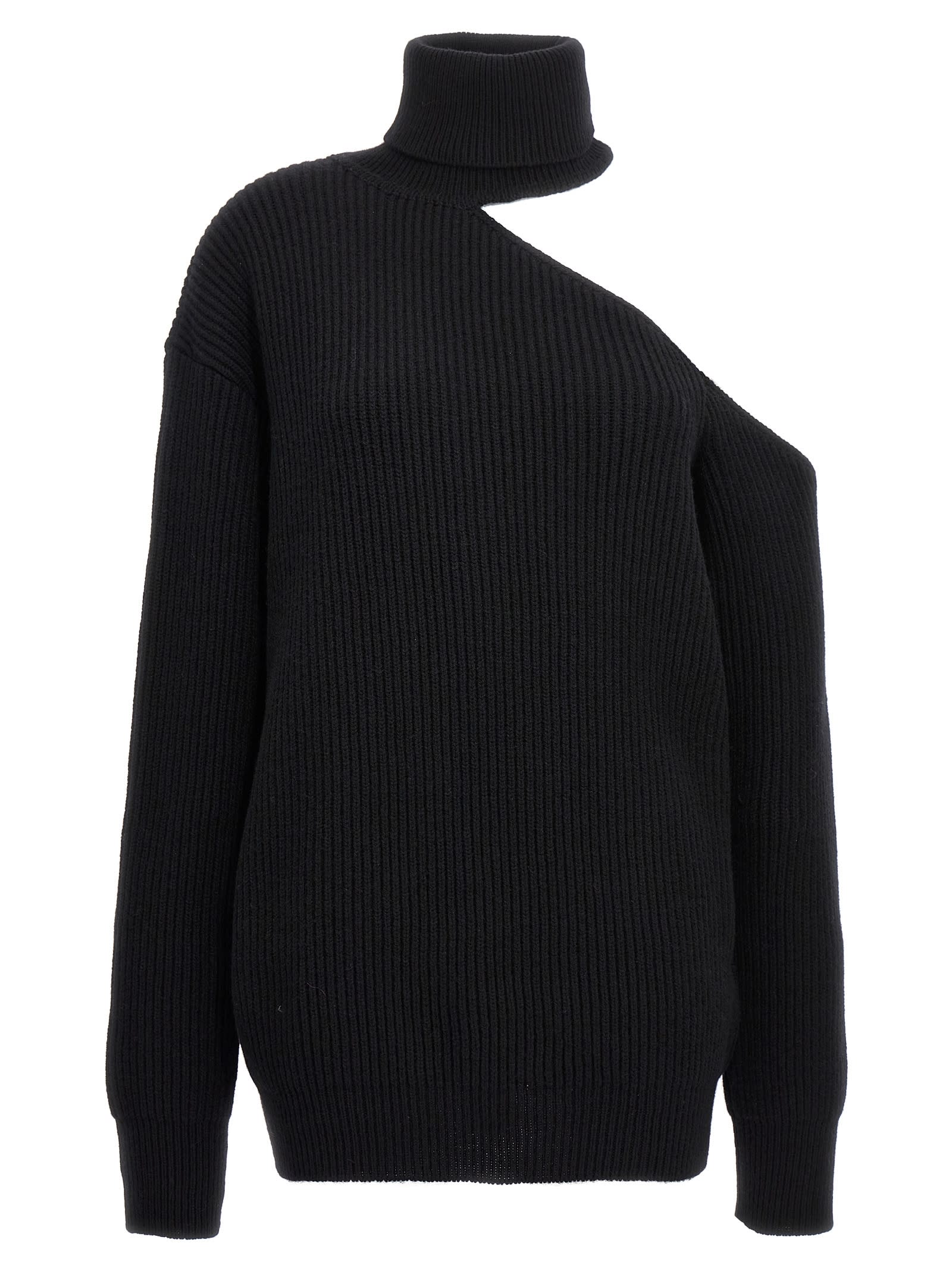 Nensi Dojaka Turtleneck Cold-shoulder Jumper In Black