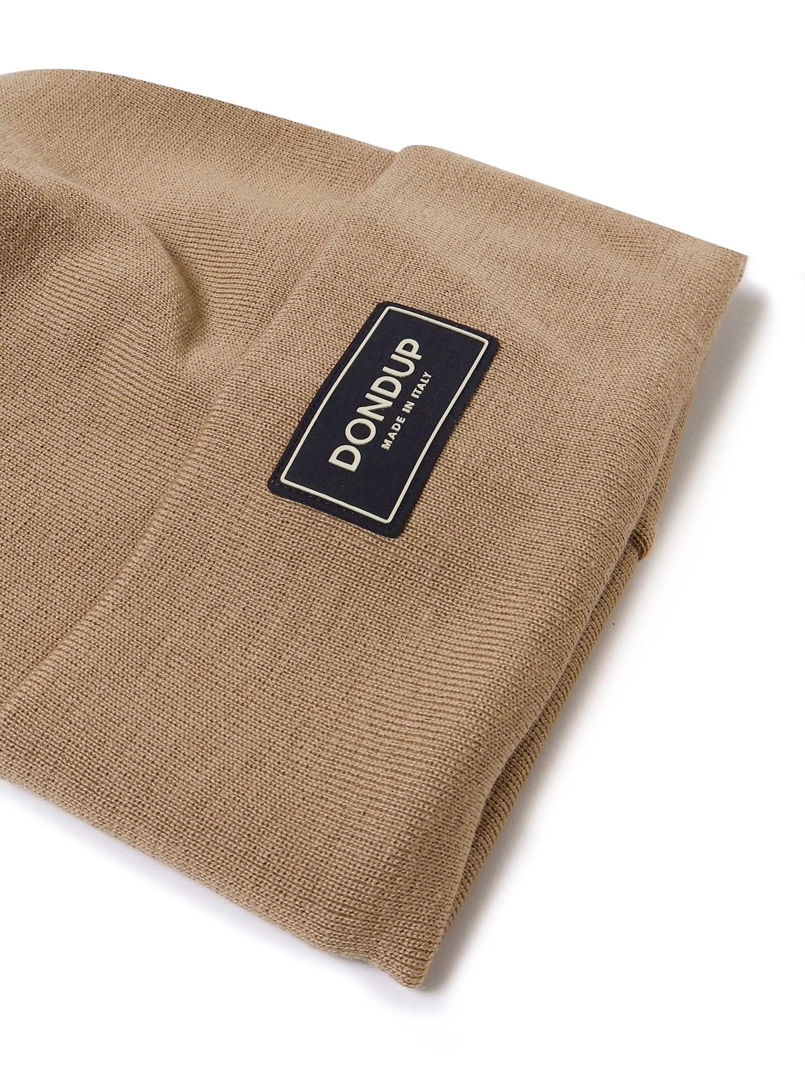 Dondup Beanie Logo In Blended Wool In Sabbia