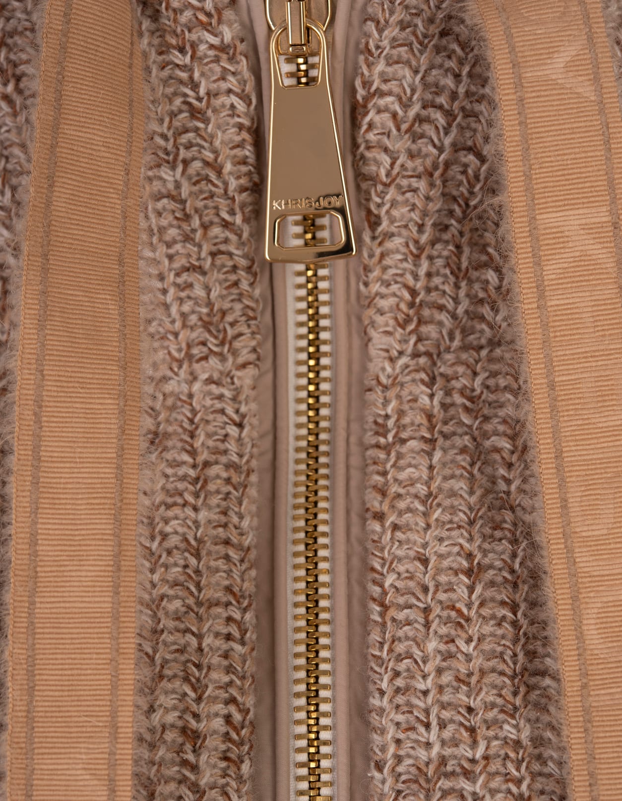 Shop Khrisjoy Sand Khris Crop Knit Down Jacket In Brown