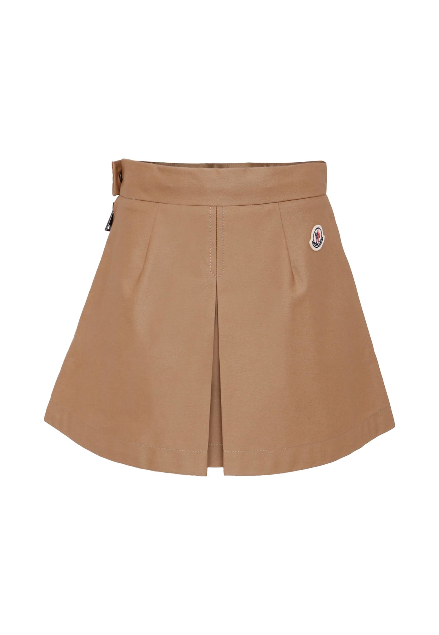 Moncler Beige Skirt For Girl With Logo In Brown