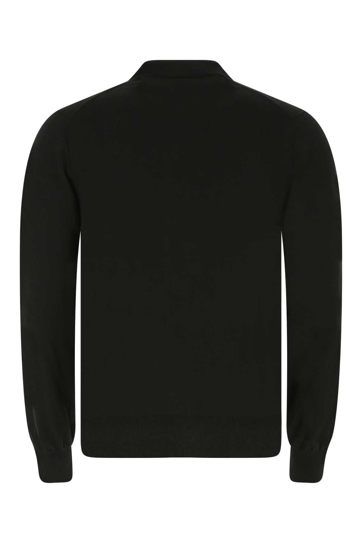 Comme Des Garçons Play Midnight Wool Cardigan With Ribbed Hem In Black