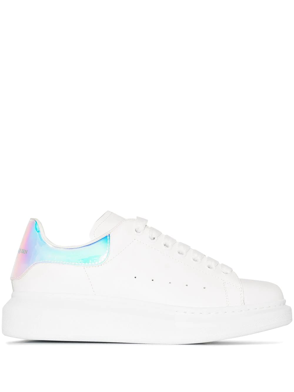 Shop Alexander Mcqueen White Oversized Sneakers With Iridescent Spoiler