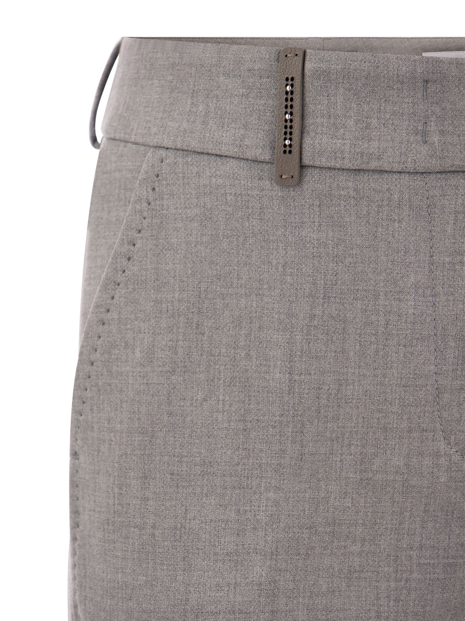 Shop Peserico Stretch Cotton Gabardine Cigarette Trousers In Grey