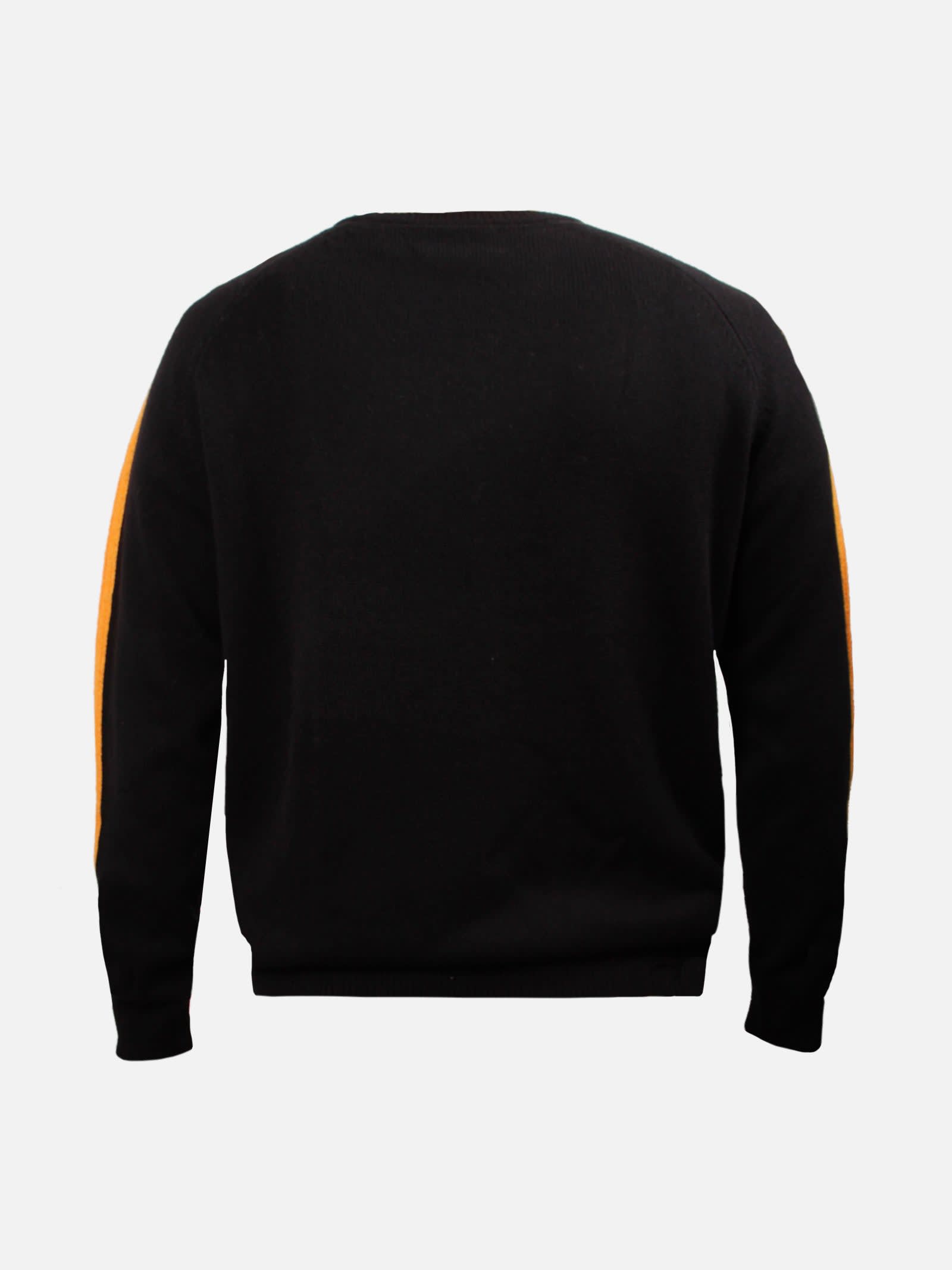 Shop Mc2 Saint Barth Man Crewneck Sweater With Roma Patch As Roma Special Edition In Black