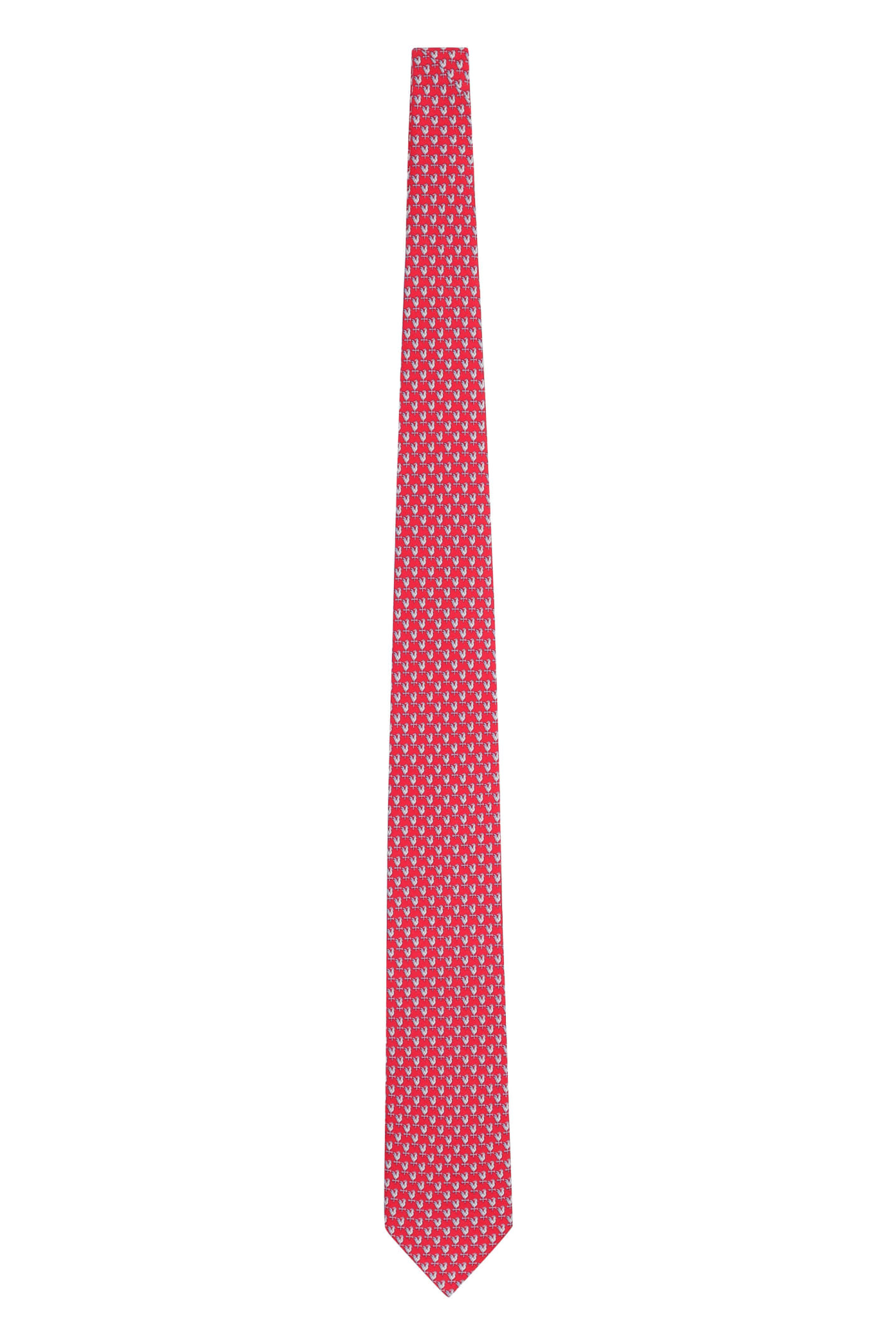 Ferragamo Printed Silk Tie In Red