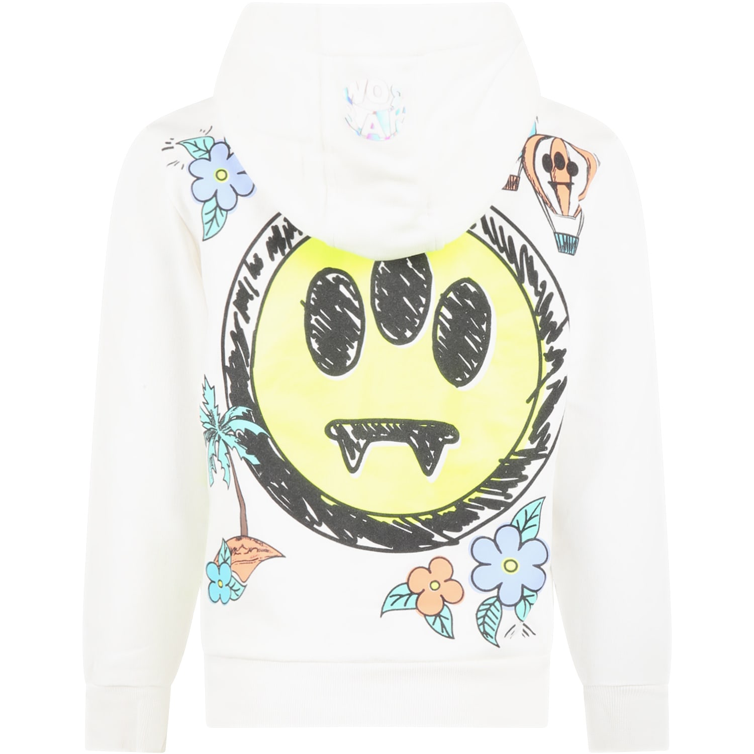Barrow White Sweatshirt For Kids With Palm Tree And Smiley