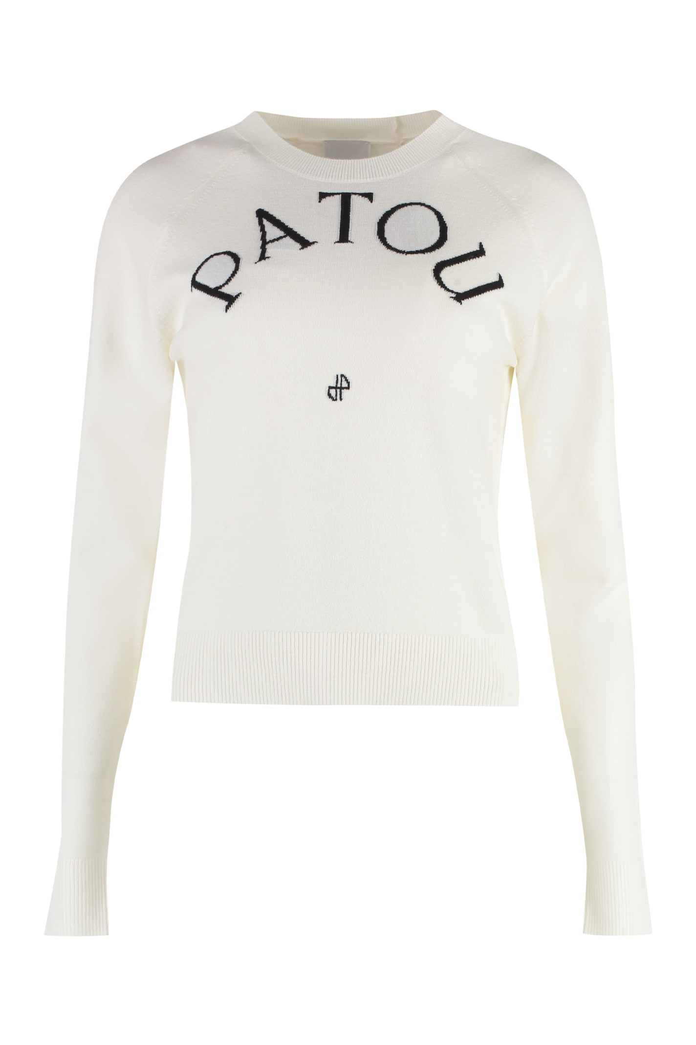 Shop Patou Merino Wool Crew-neck Sweater In White