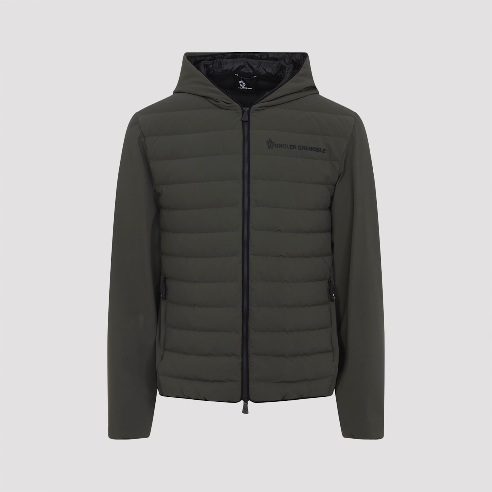 Moncler Hooded Quilted Cardigan Side Pockets In Black
