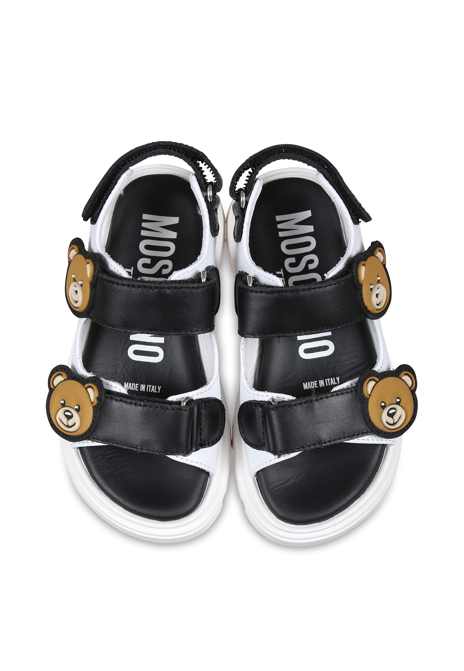 Moschino White Slippers For Kids With Teddy Bear In Multicolor