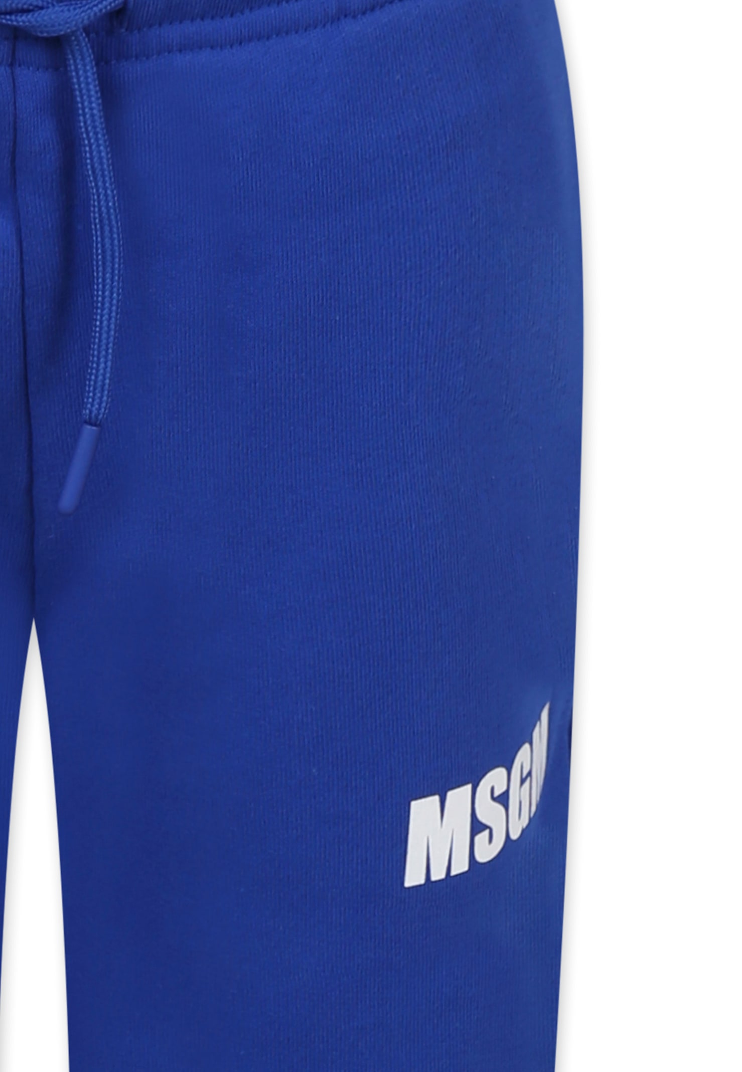 Msgm Blue Trousers For Kids With Logo In Blue