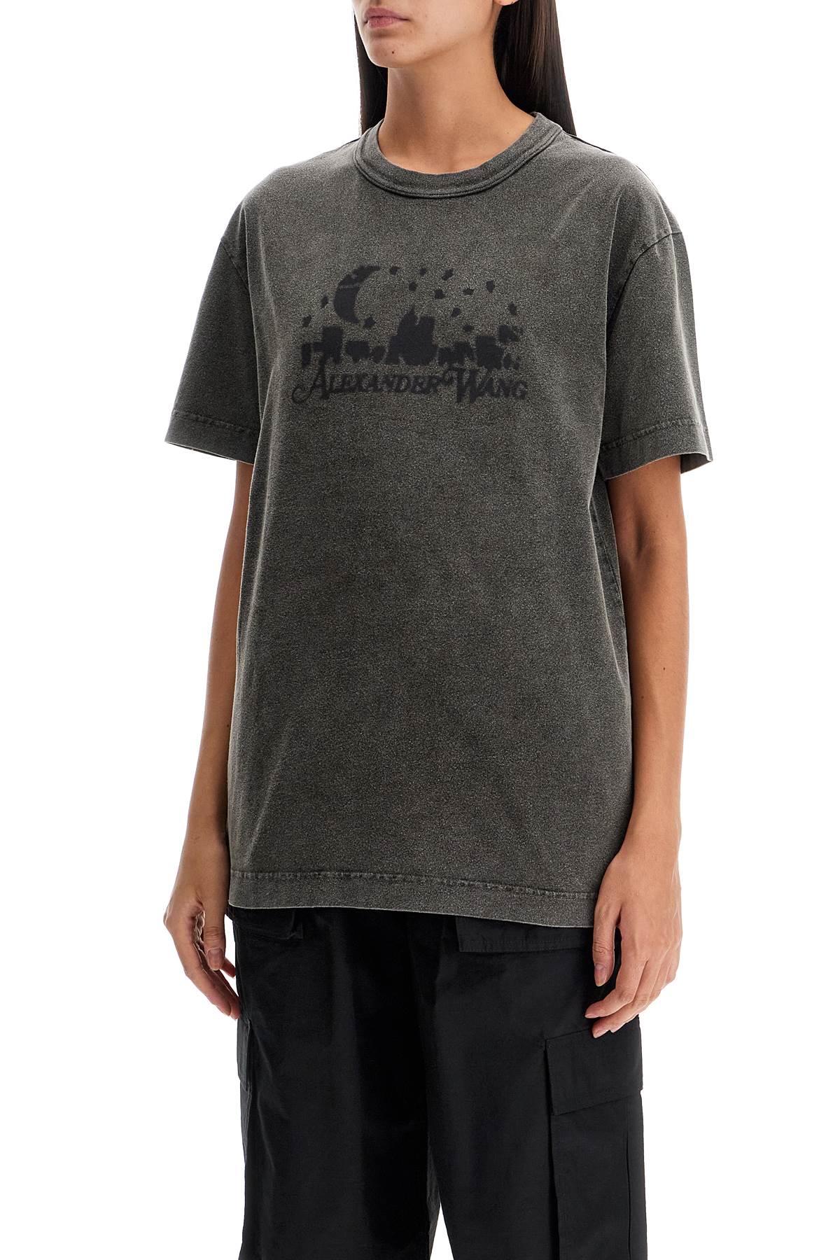 Shop Alexander Wang Vintage Skyline T-shirt With In Washed Charcoal (grey)