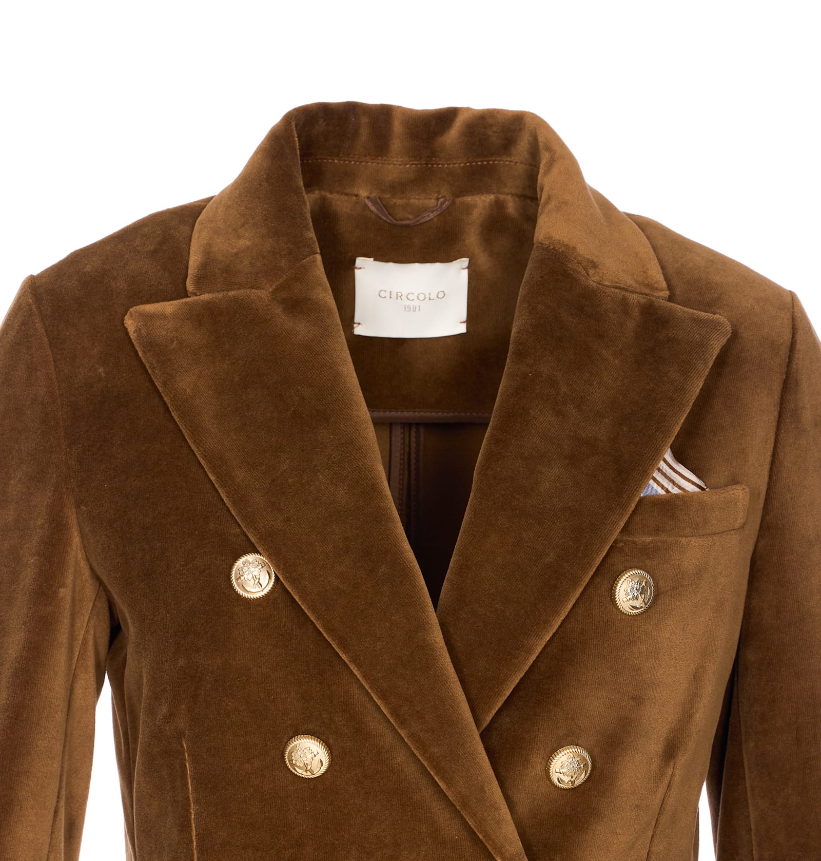 Circolo 1901 Suede Velvet Double-breasted Jacket In Brown