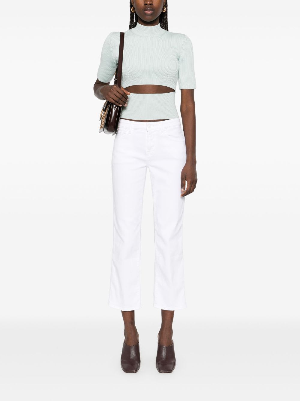 7 For All Mankind Calie Straight Denim Jeans In White