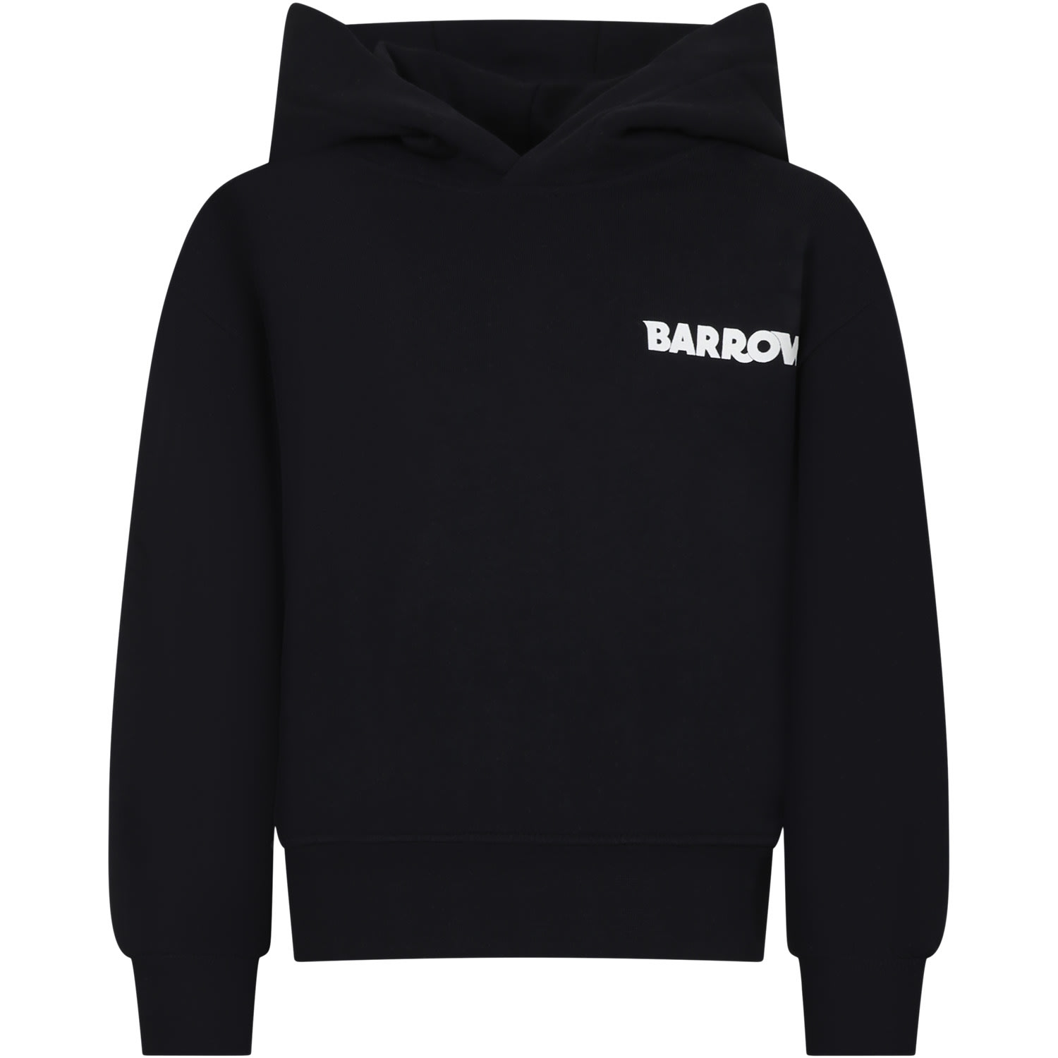 Shop Barrow Black Sweatshirt For Kids With Logo And Iconic Smiley Face In Nero